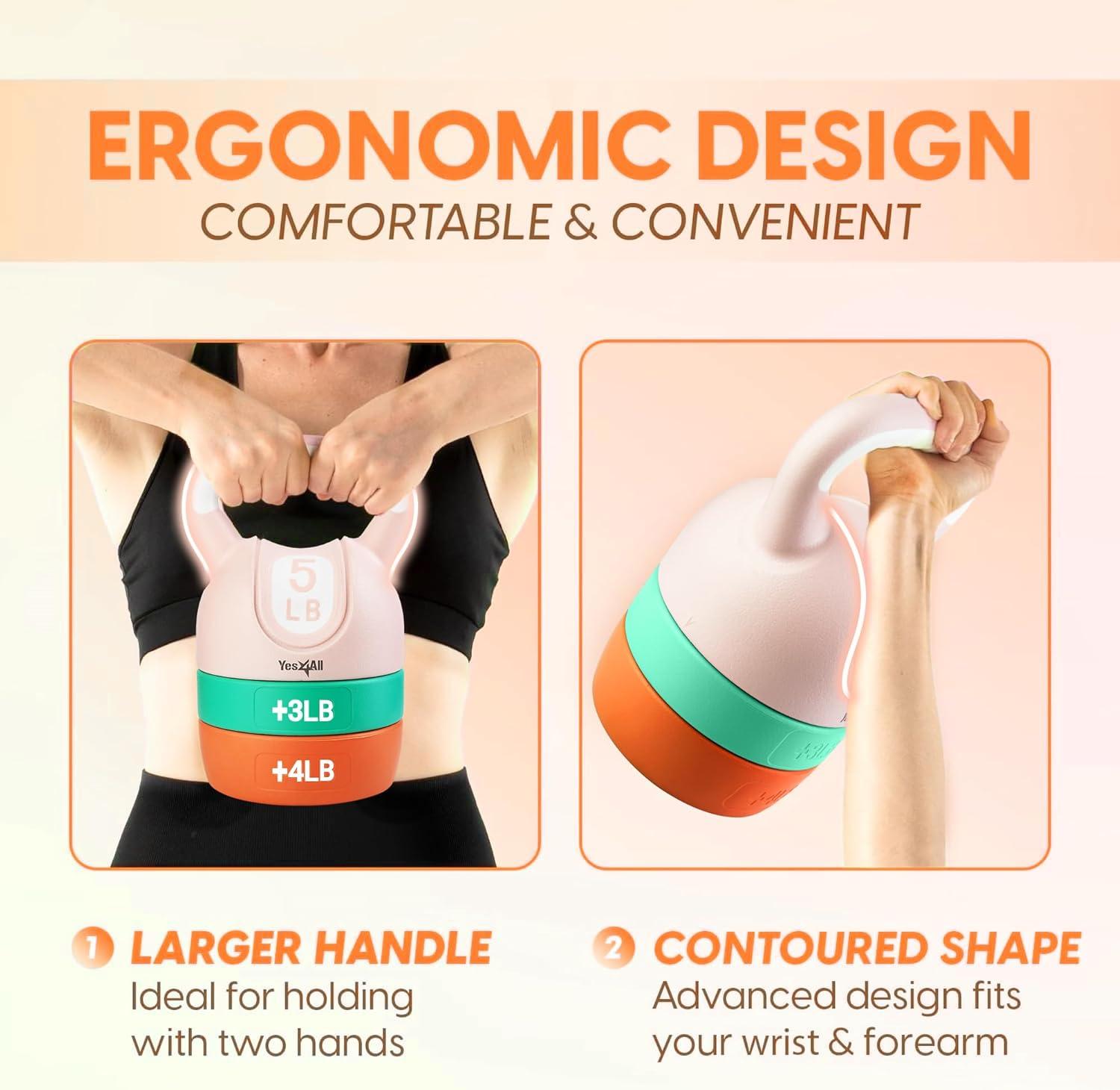 image:imageYes4All Kettlebell Sets Adjustable Kettlebell Set for Strength Training Kettlebells Adjustable Weight for Versatile WorkoutsB Pastel