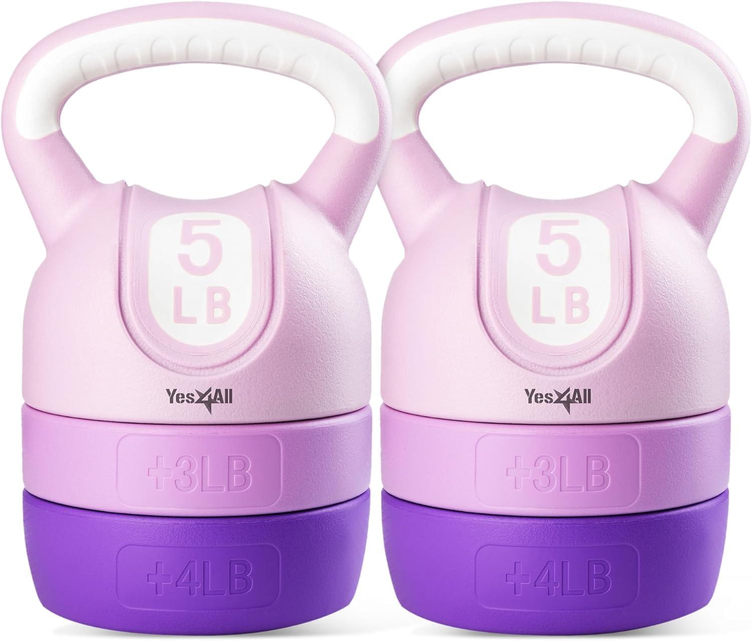 image:imageYes4All Kettlebell Sets Adjustable Kettlebell Set for Strength Training Kettlebells Adjustable Weight for Versatile WorkoutsB Pastel