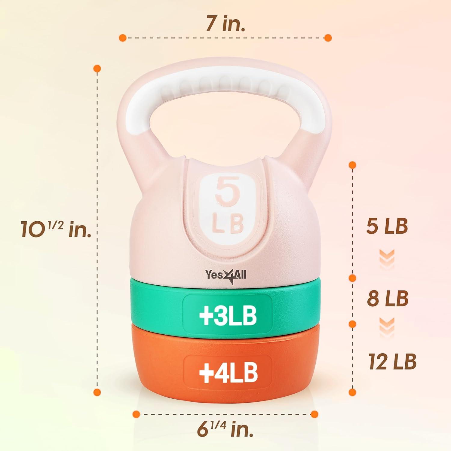 image:imageYes4All Kettlebell Sets Adjustable Kettlebell Set for Strength Training Kettlebells Adjustable Weight for Versatile WorkoutsB Pastel