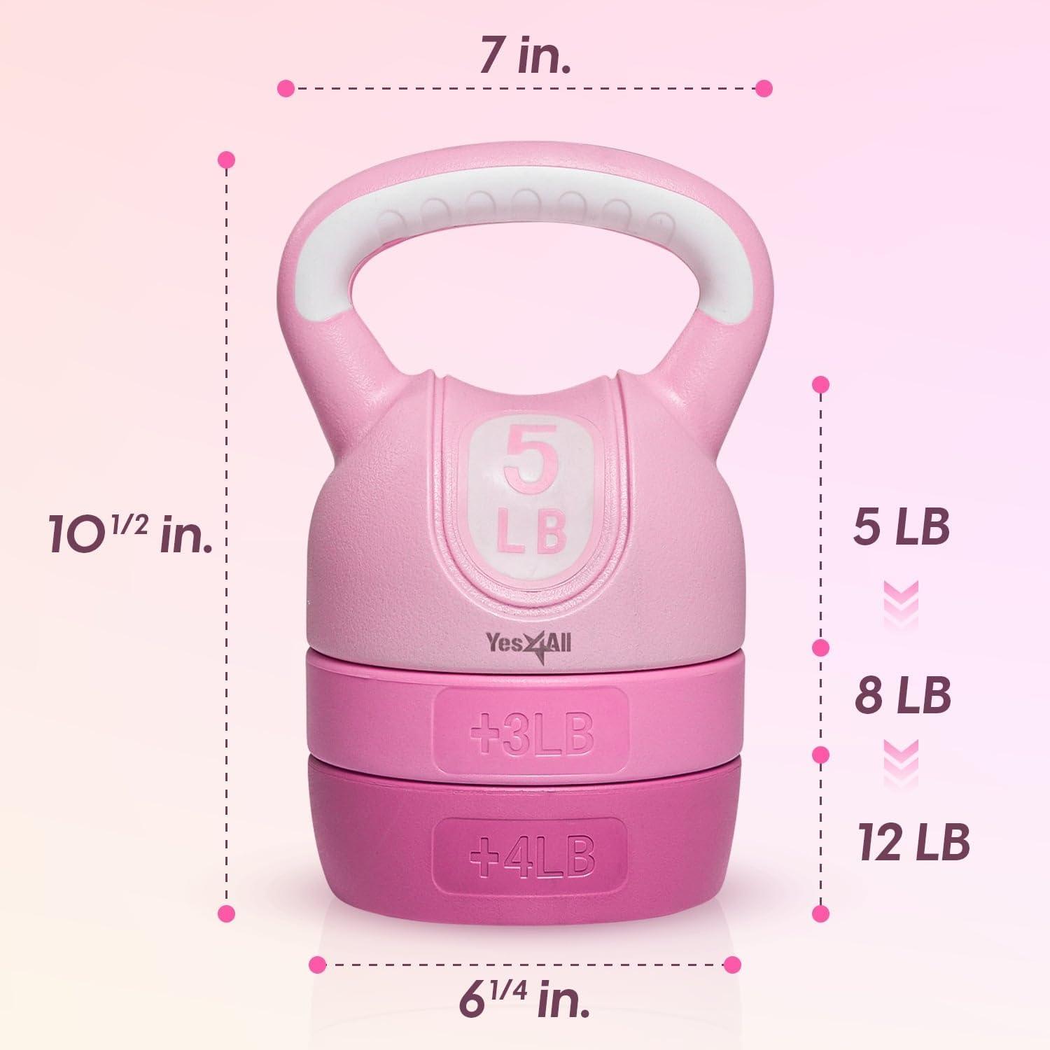 image:imageYes4All Kettlebell Sets Adjustable Kettlebell Set for Strength Training Kettlebells Adjustable Weight for Versatile WorkoutsC Pink