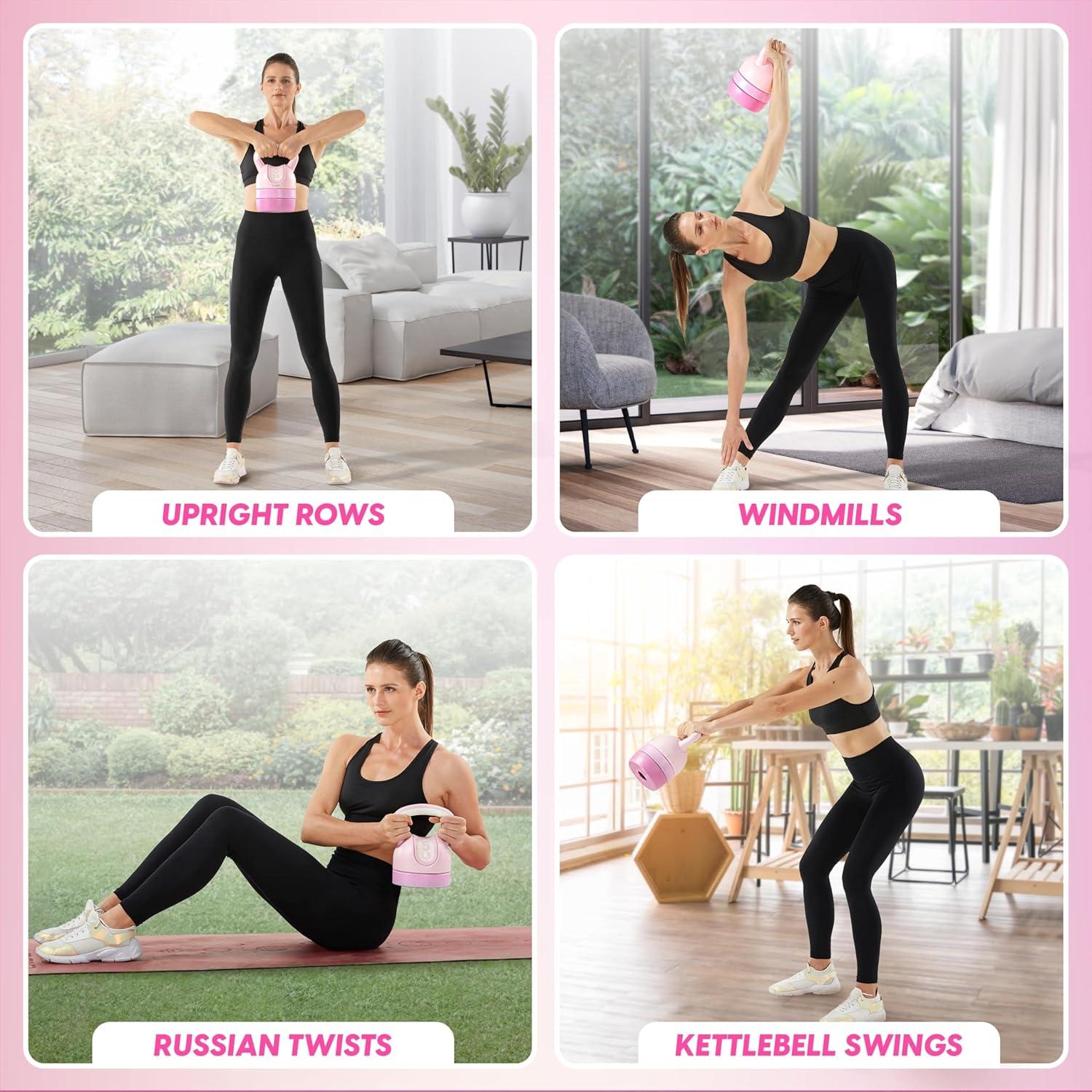 image:imageYes4All Kettlebell Sets Adjustable Kettlebell Set for Strength Training Kettlebells Adjustable Weight for Versatile WorkoutsC Pink
