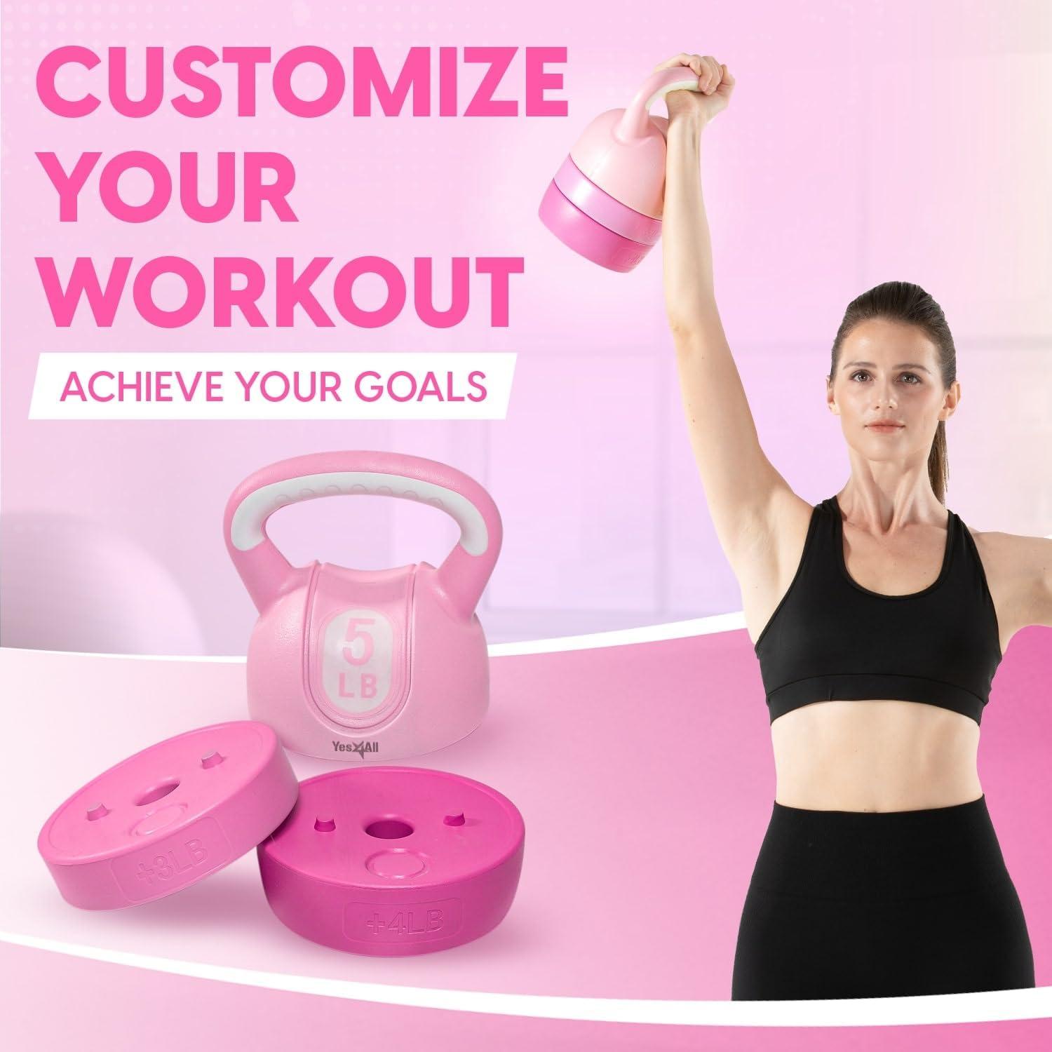 image:imageYes4All Kettlebell Sets Adjustable Kettlebell Set for Strength Training Kettlebells Adjustable Weight for Versatile WorkoutsC Pink