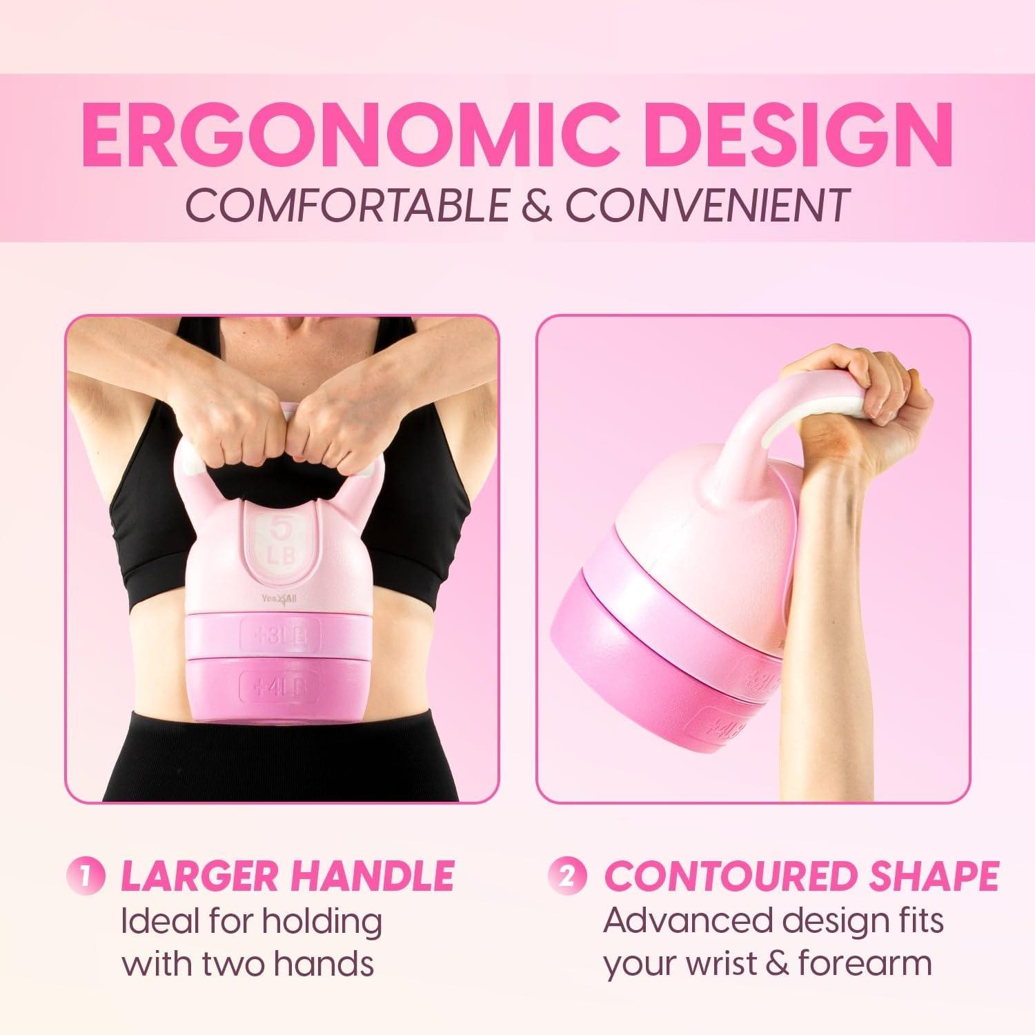 image:imageYes4All Kettlebell Sets Adjustable Kettlebell Set for Strength Training Kettlebells Adjustable Weight for Versatile WorkoutsC Pink