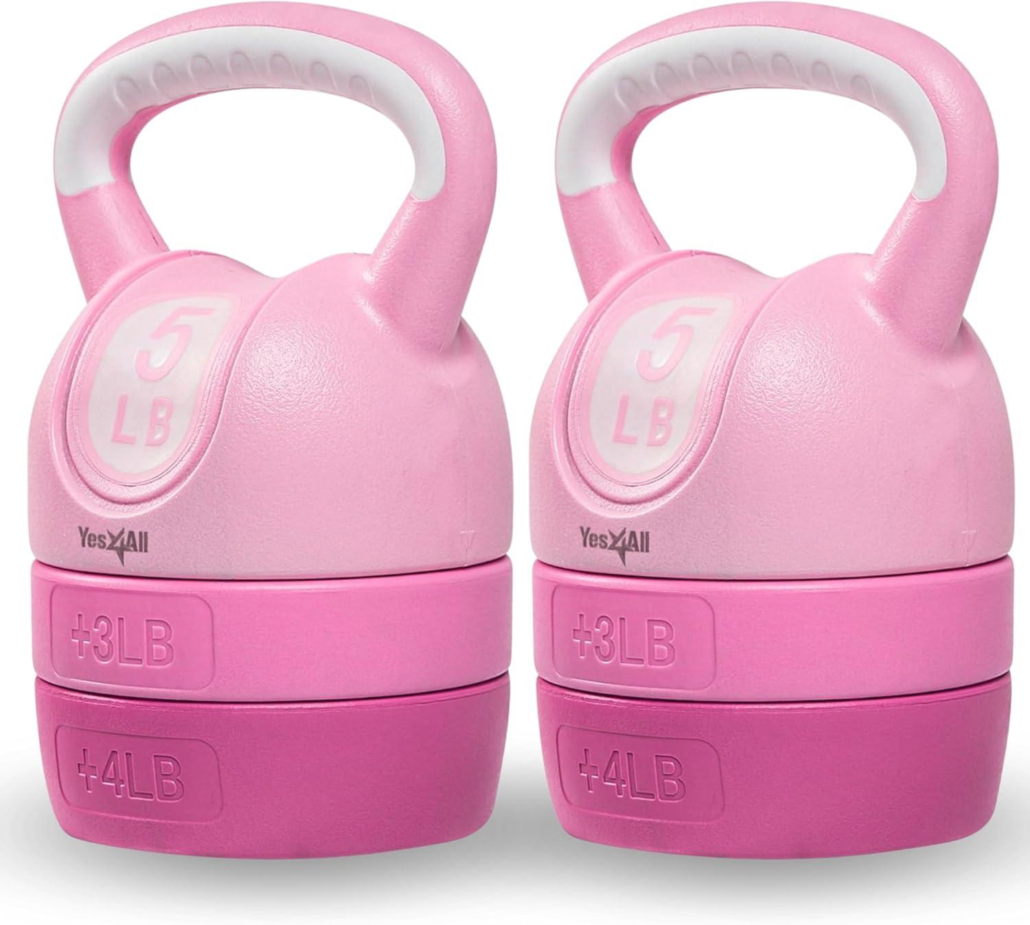 image:imageYes4All Kettlebell Sets Adjustable Kettlebell Set for Strength Training Kettlebells Adjustable Weight for Versatile WorkoutsC Pink