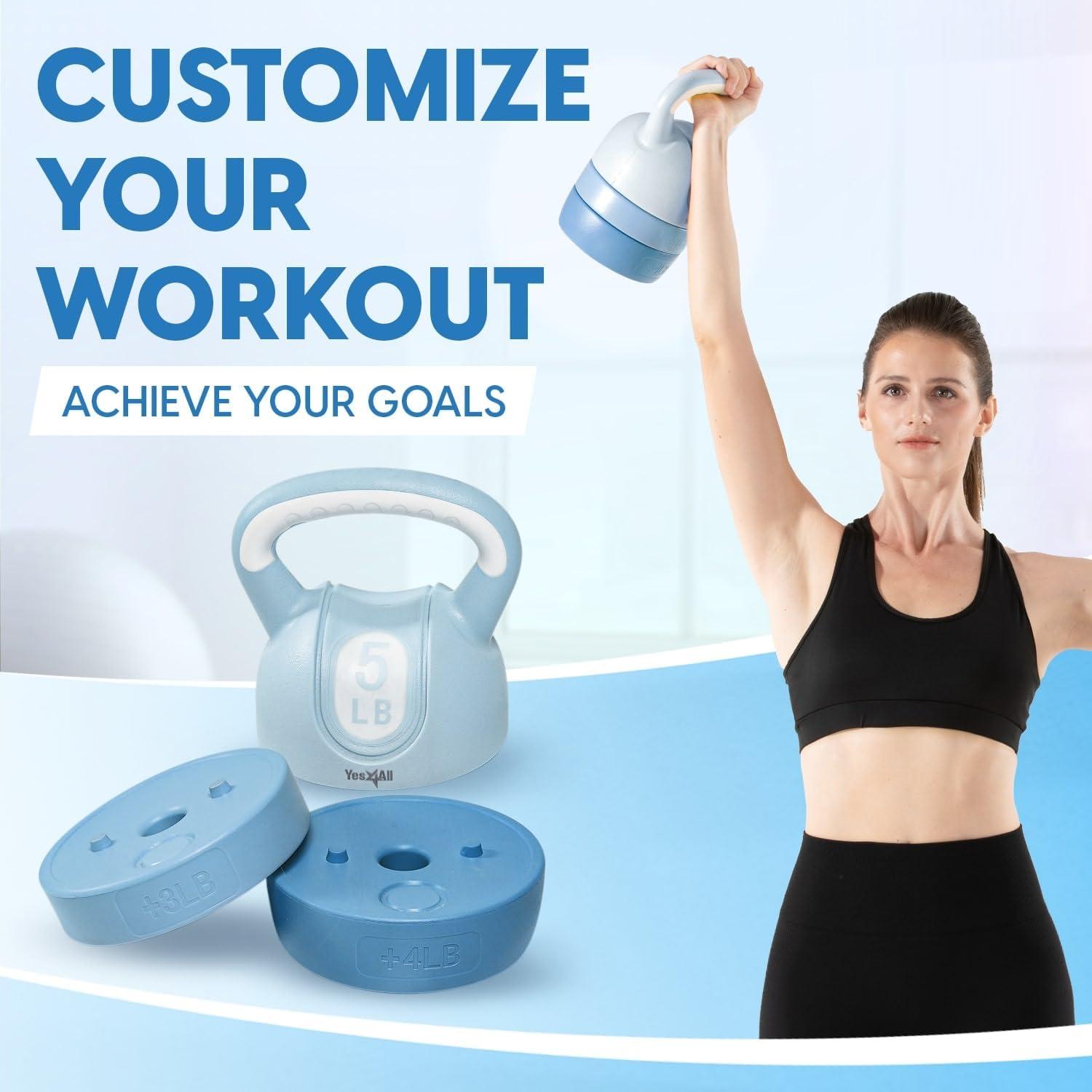 image:imageYes4All Kettlebell Sets Adjustable Kettlebell Set for Strength Training Kettlebells Adjustable Weight for Versatile WorkoutsD Teal