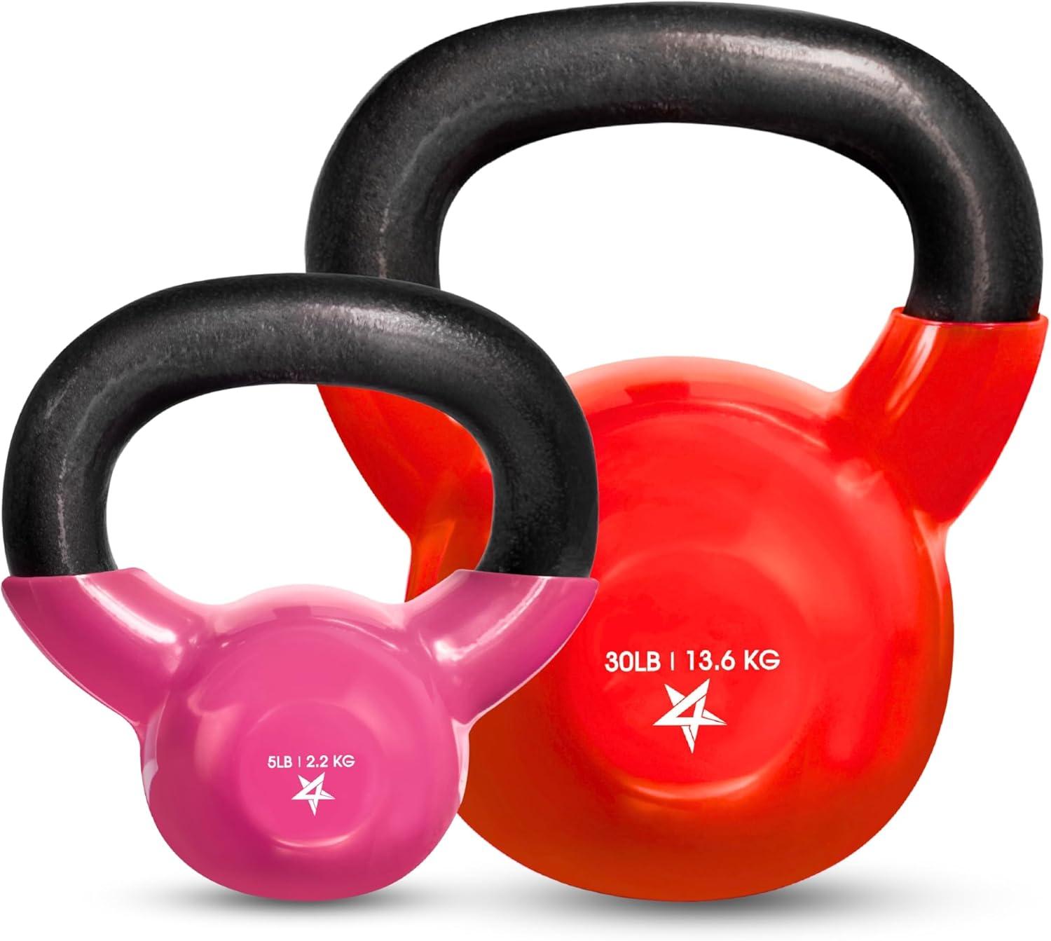 image:imageYes4All Kettlebell Vinyl Coated Kettlebell Cast Iron Sets with Stable Flat Bottom for Full Body Workout Push up Grip Strength Training amp Weights ExercisesMulticolor