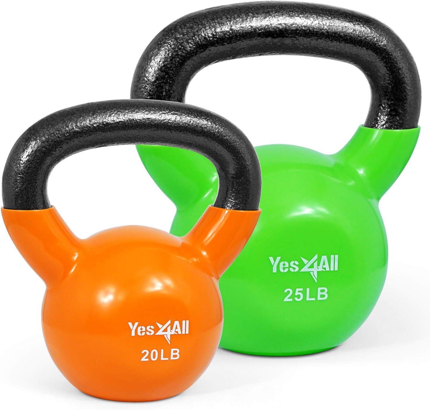 image:imageYes4All Kettlebell Vinyl Coated Kettlebell Cast Iron Sets with Stable Flat Bottom for Full Body Workout Push up Grip Strength Training amp Weights ExercisesMulticolor