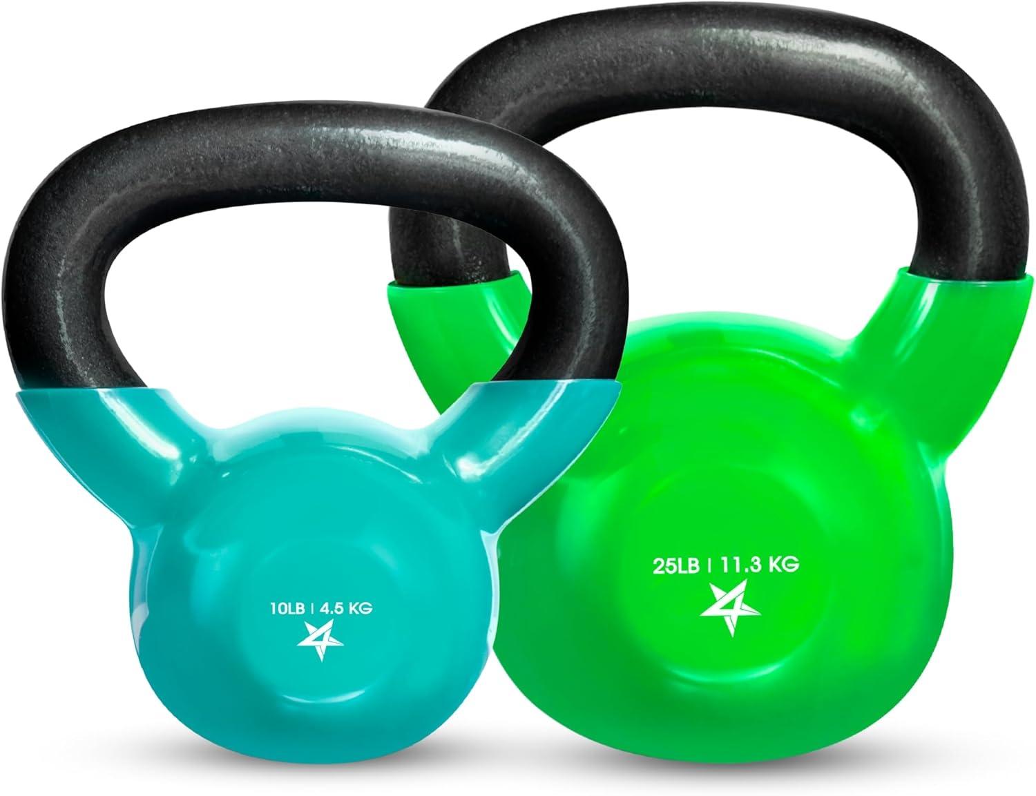 image:imageYes4All Kettlebell Vinyl Coated Kettlebell Cast Iron Sets with Stable Flat Bottom for Full Body Workout Push up Grip Strength Training amp Weights ExercisesMulticolor