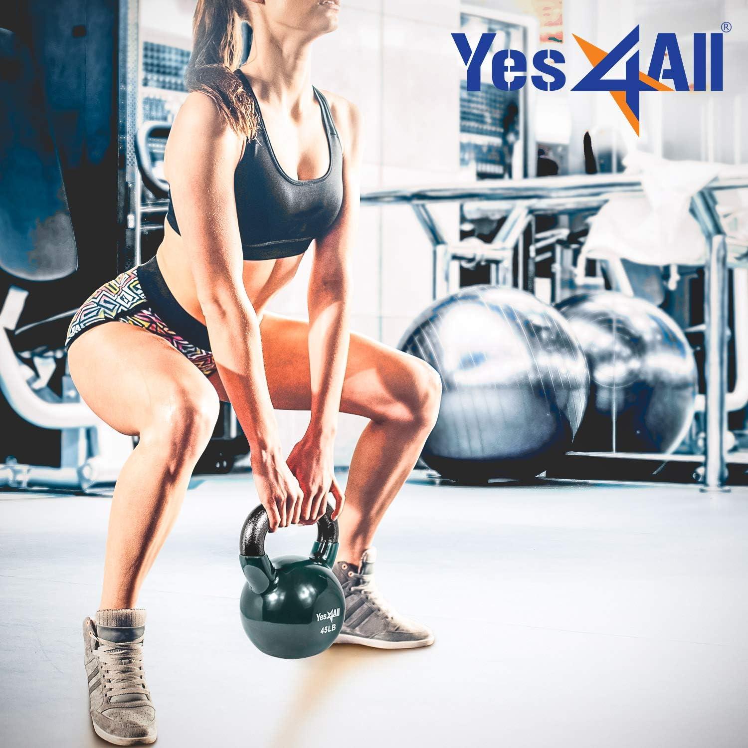 image:imageYes4All Kettlebell Vinyl Coated Kettlebell Cast Iron Sets with Stable Flat Bottom for Full Body Workout Push up Grip Strength Training amp Weights ExercisesMulticolor