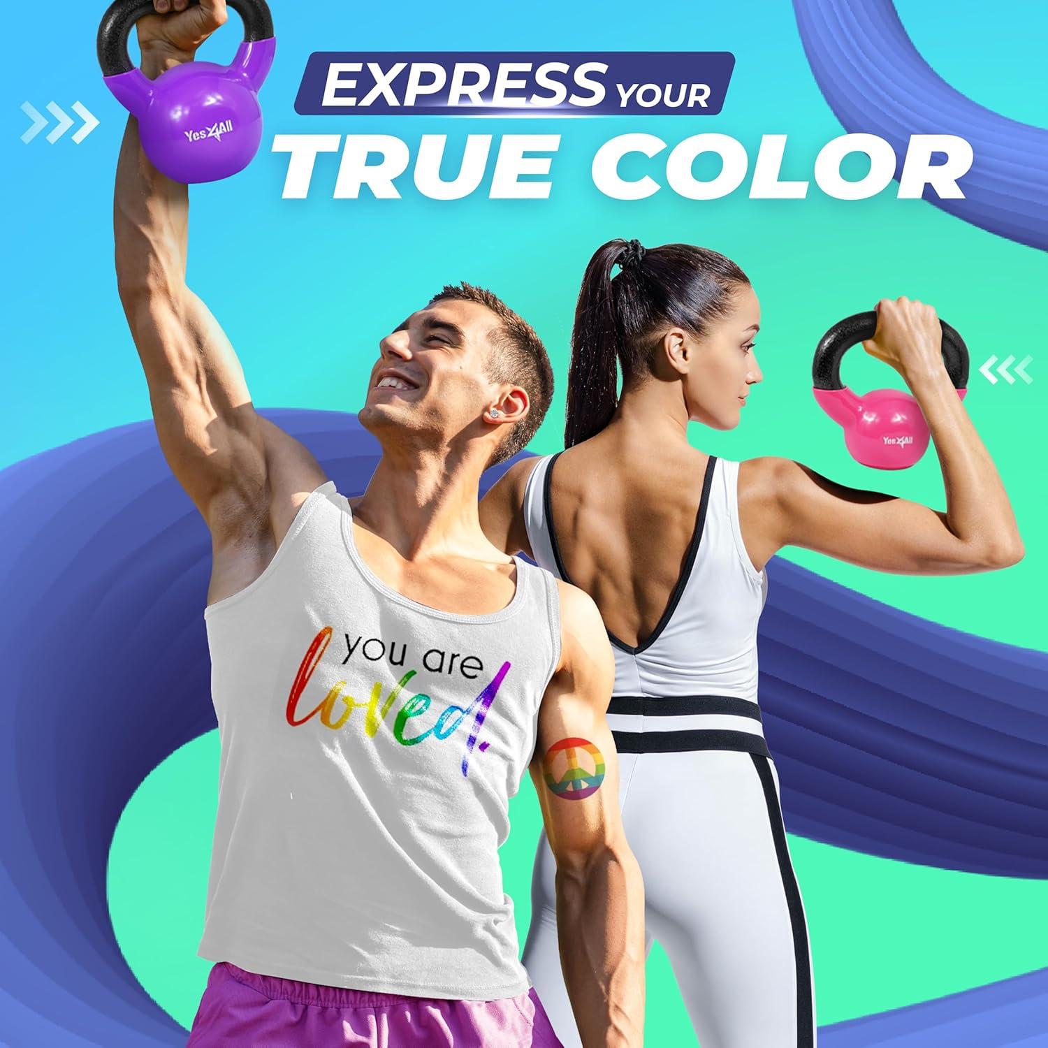 image:imageYes4All Kettlebell Vinyl Coated Kettlebell Cast Iron Sets with Stable Flat Bottom for Full Body Workout Push up Grip Strength Training amp Weights ExercisesMulticolor