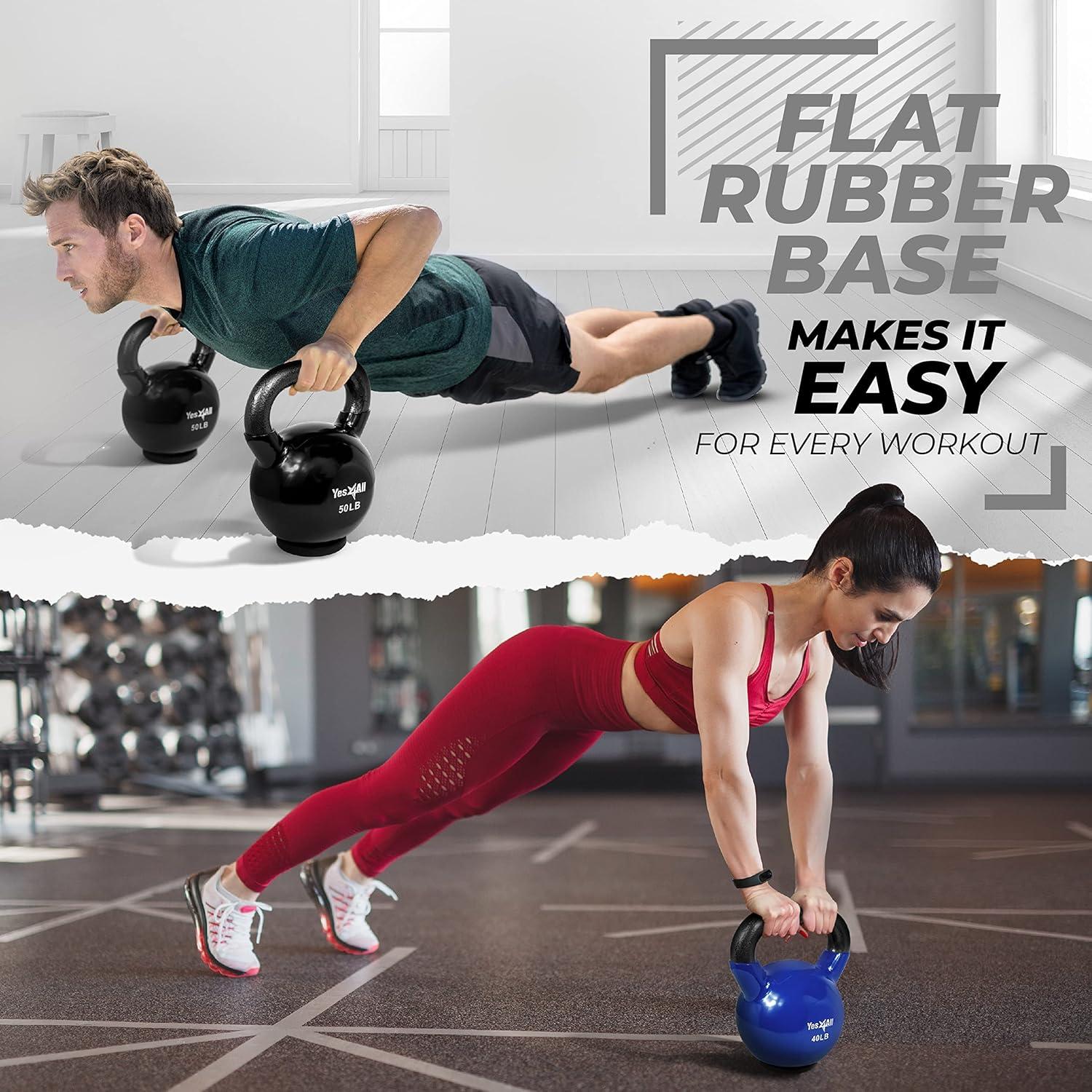 image:imageYes4All Kettlebells Rubber Base Kettlebell Set for Women Strength Training Kettlebells Weights 1065 lbsC 12LB Yellow