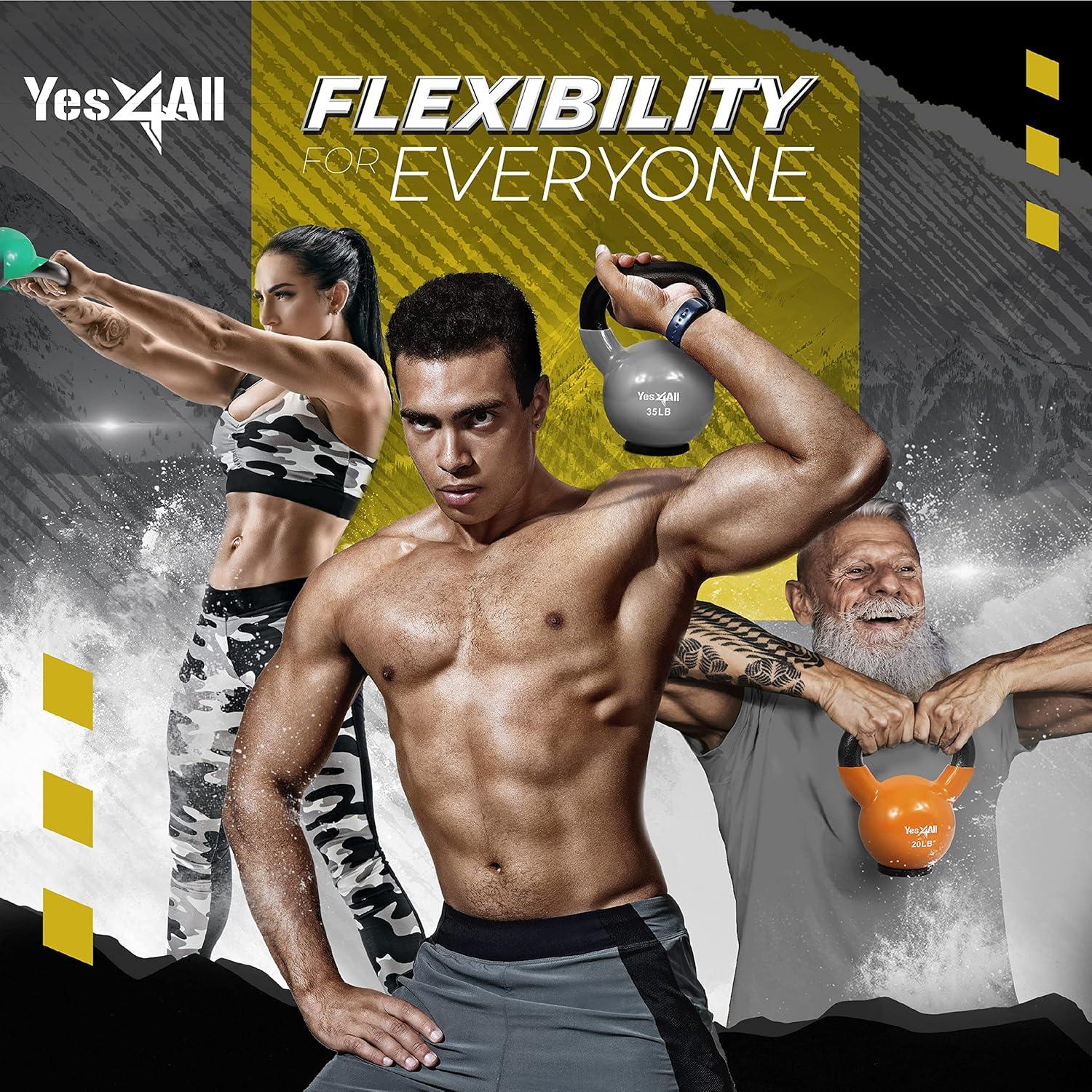image:imageYes4All Kettlebells Rubber Base Kettlebell Set for Women Strength Training Kettlebells Weights 1065 lbsC 12LB Yellow