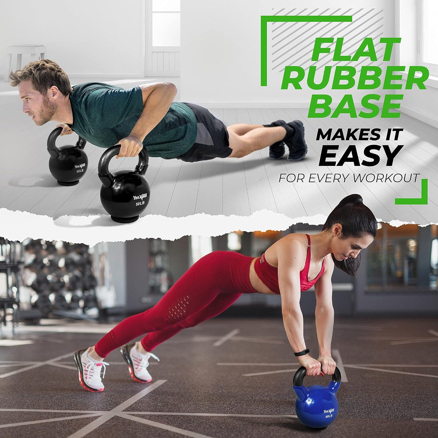 image:imageYes4All Kettlebells Rubber Base Kettlebell Set for Women Strength Training Kettlebells Weights 1065 lbsF 25LB Green