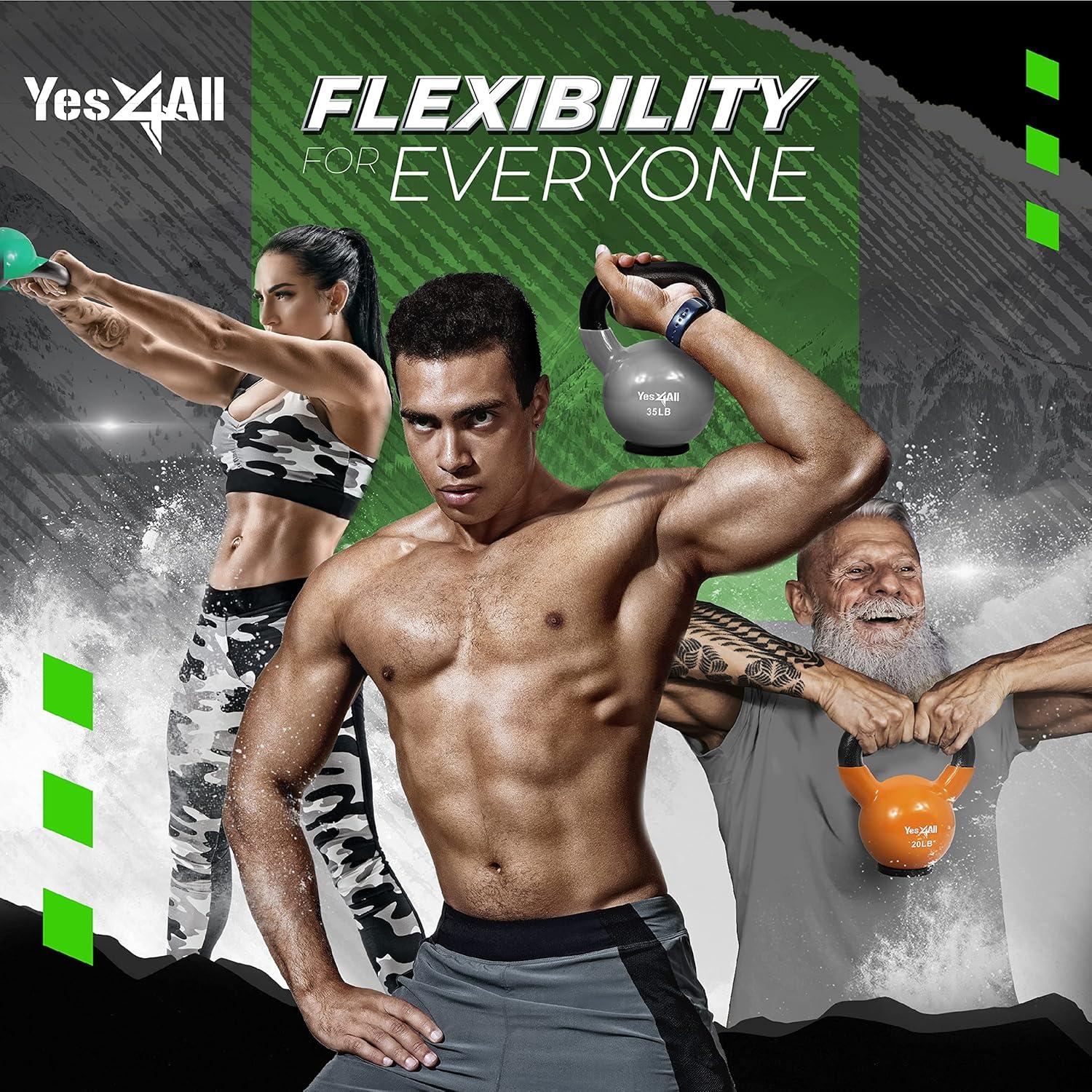 image:imageYes4All Kettlebells Rubber Base Kettlebell Set for Women Strength Training Kettlebells Weights 1065 lbsF 25LB Green