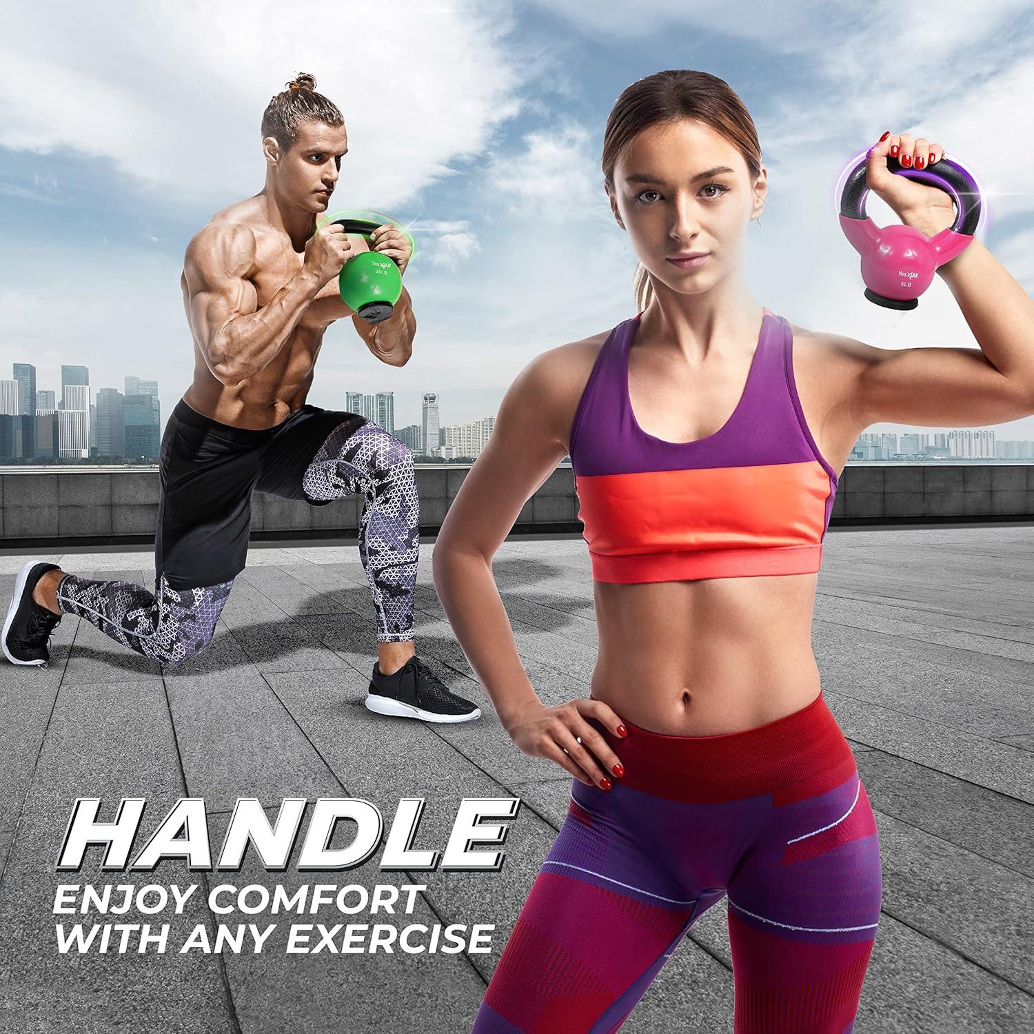 image:imageYes4All Kettlebells Rubber Base Kettlebell Set for Women Strength Training Kettlebells Weights 1065 lbsF 25LB Green
