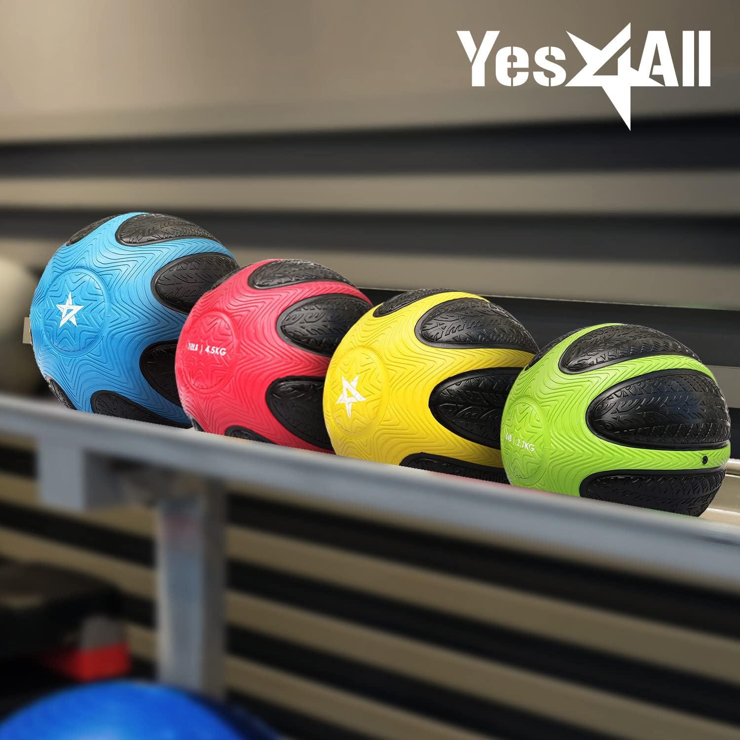 image:imageYes4All Medicine Ball with Dual Texture Grip Weighted Medicine Ball for Workouts Exercise Balance Training Core Strength Balance and Coordination Exercise NonSlip Rubber Shell with 681012LBSC 10 Pounds