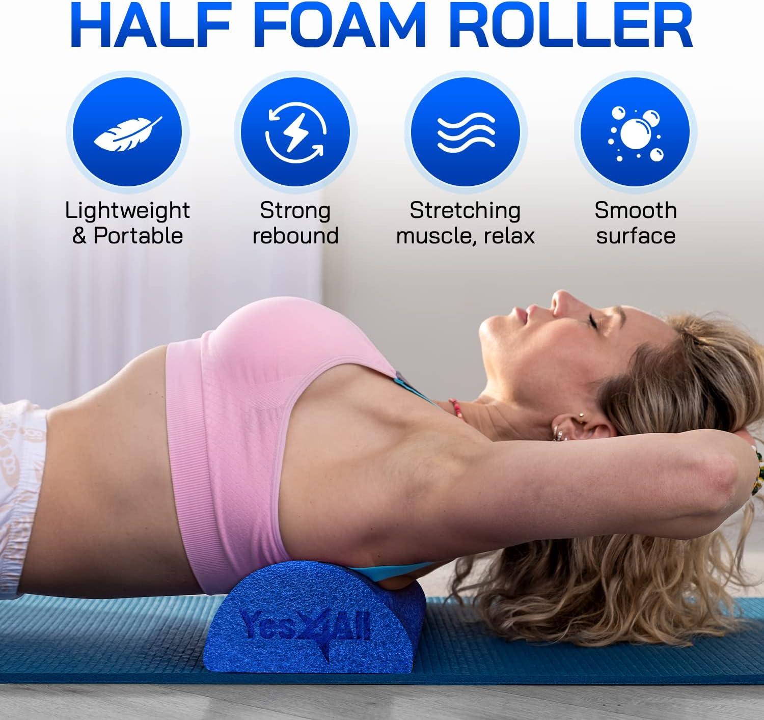 image:imageYes4All Medium Firm Half Foam Rollers for PostWorkout Relaxation 12182436 inch PE Foam Roll for Back Massage amp Yoga ExerciseHalf Blue