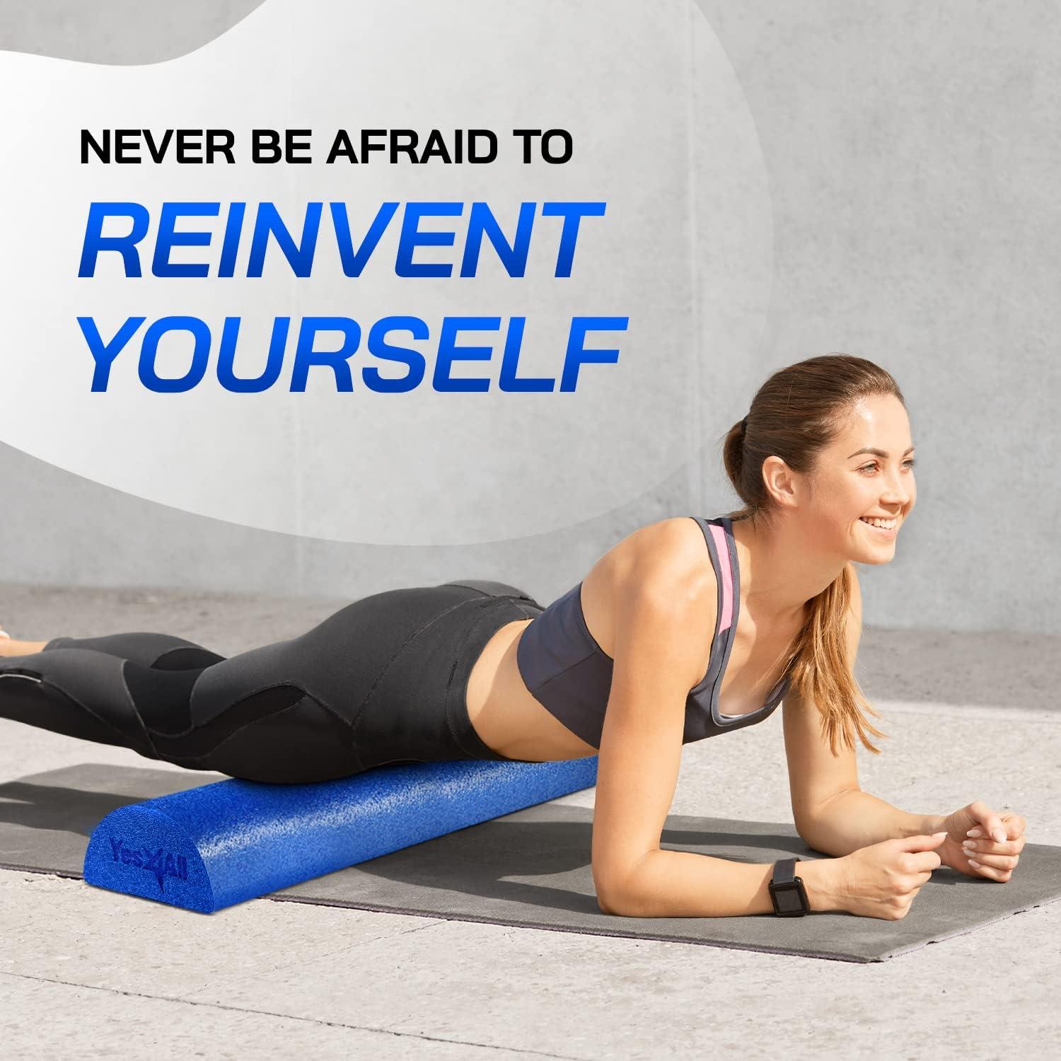 image:imageYes4All Medium Firm Half Foam Rollers for PostWorkout Relaxation 12182436 inch PE Foam Roll for Back Massage amp Yoga ExerciseHalf Blue