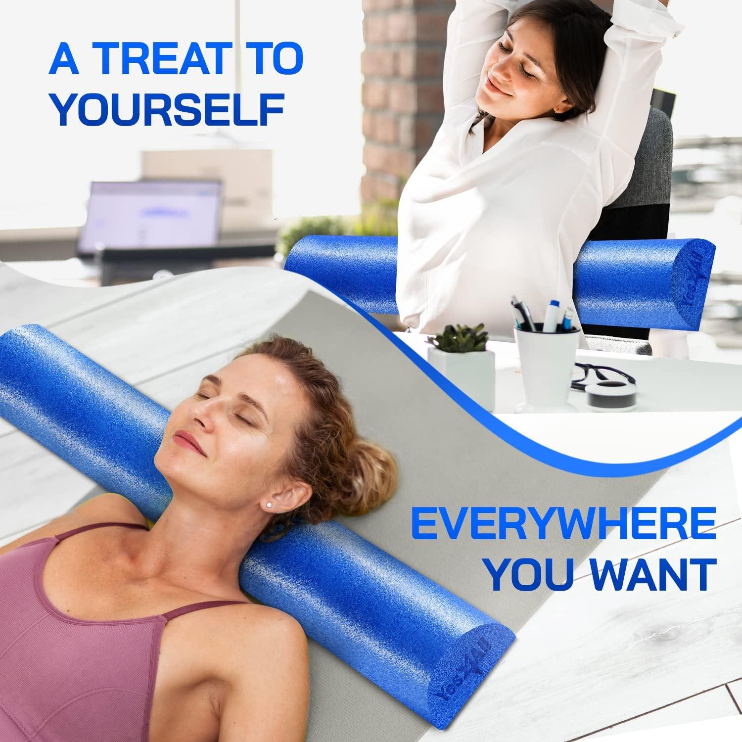image:imageYes4All Medium Firm Half Foam Rollers for PostWorkout Relaxation 12182436 inch PE Foam Roll for Back Massage amp Yoga ExerciseHalf Blue