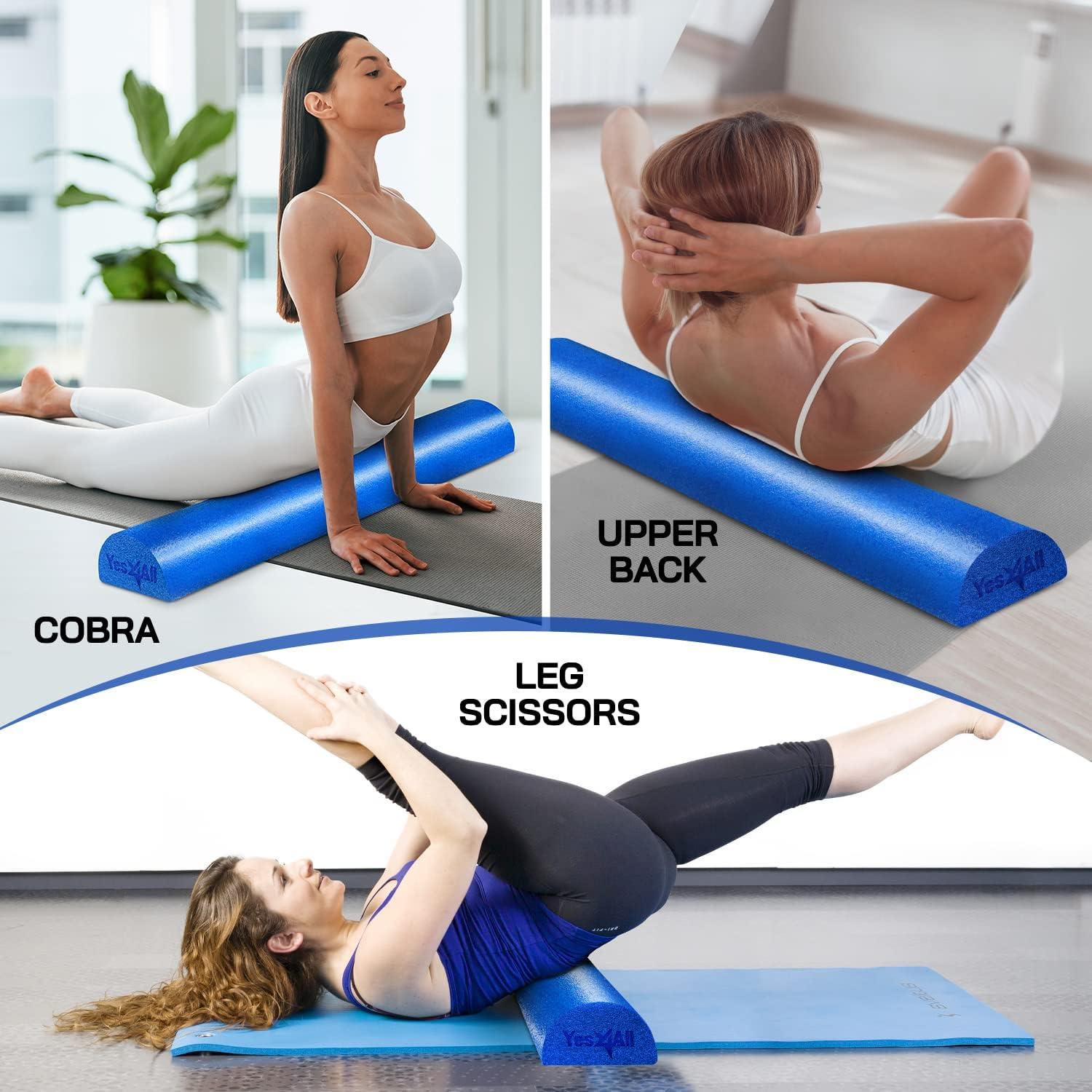 image:imageYes4All Medium Firm Half Foam Rollers for PostWorkout Relaxation 12182436 inch PE Foam Roll for Back Massage amp Yoga ExerciseHalf Blue