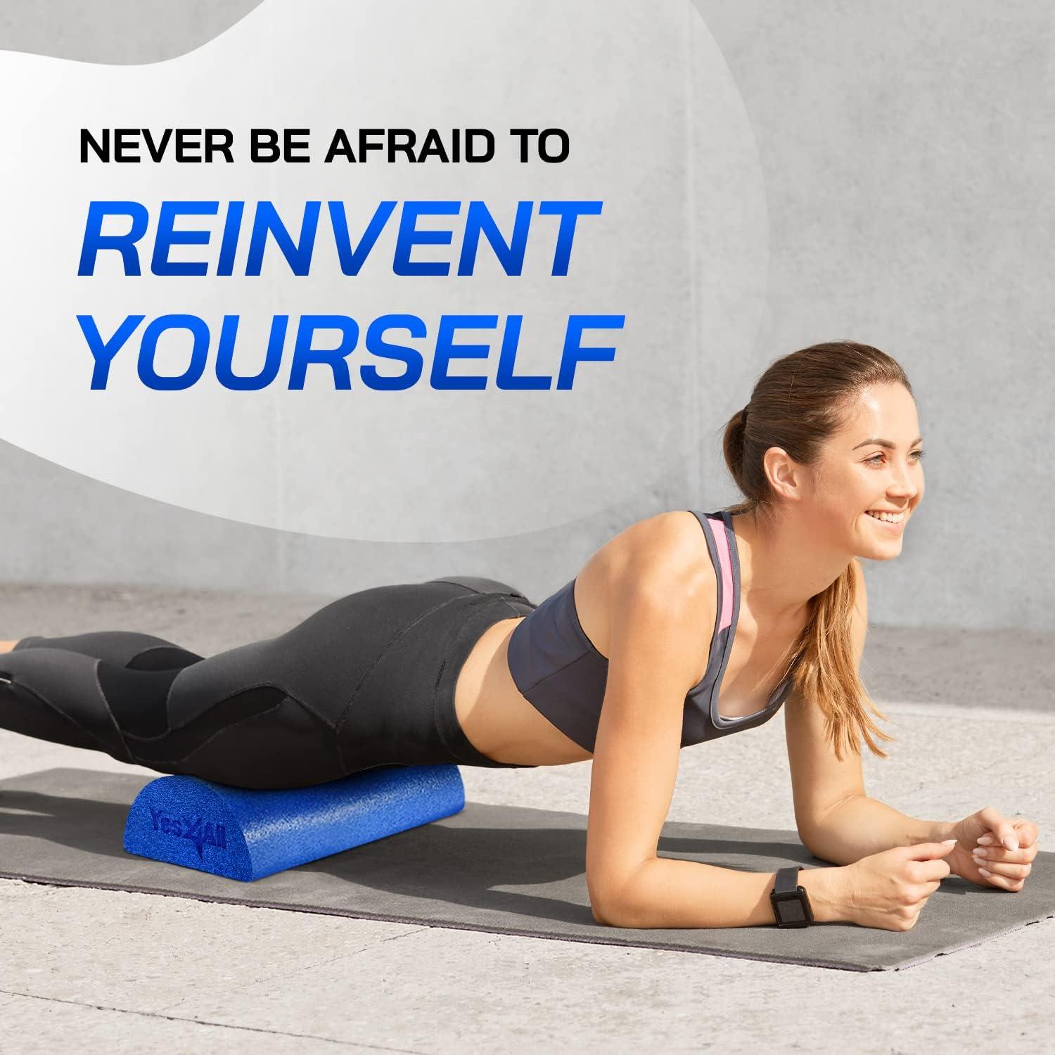 image:imageYes4All Medium Firm Half Foam Rollers for PostWorkout Relaxation 12182436 inch PE Foam Roll for Back Massage amp Yoga ExerciseHalf Blue