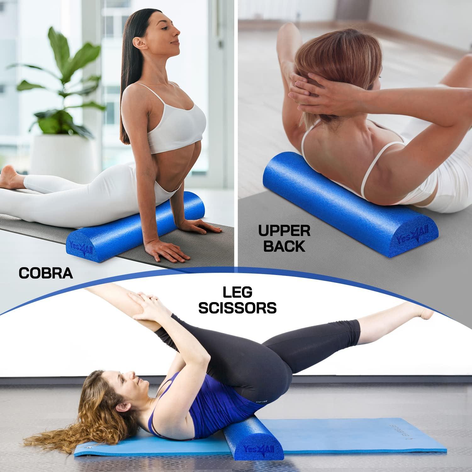 image:imageYes4All Medium Firm Half Foam Rollers for PostWorkout Relaxation 12182436 inch PE Foam Roll for Back Massage amp Yoga ExerciseHalf Blue