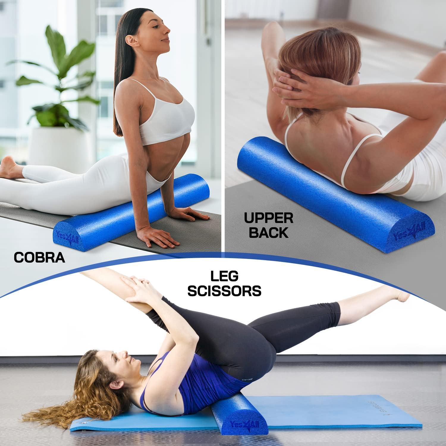 image:imageYes4All Medium Firm Half Foam Rollers for PostWorkout Relaxation 12182436 inch PE Foam Roll for Back Massage amp Yoga ExerciseHalf Blue