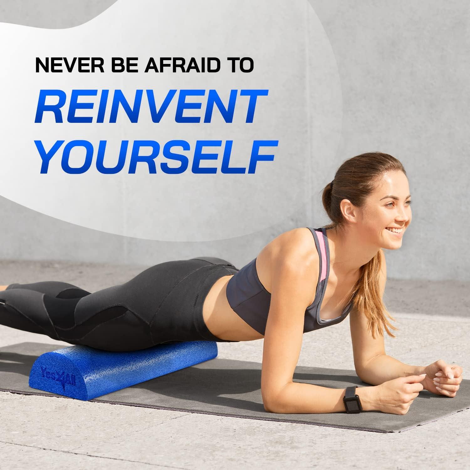 image:imageYes4All Medium Firm Half Foam Rollers for PostWorkout Relaxation 12182436 inch PE Foam Roll for Back Massage amp Yoga ExerciseHalf Blue
