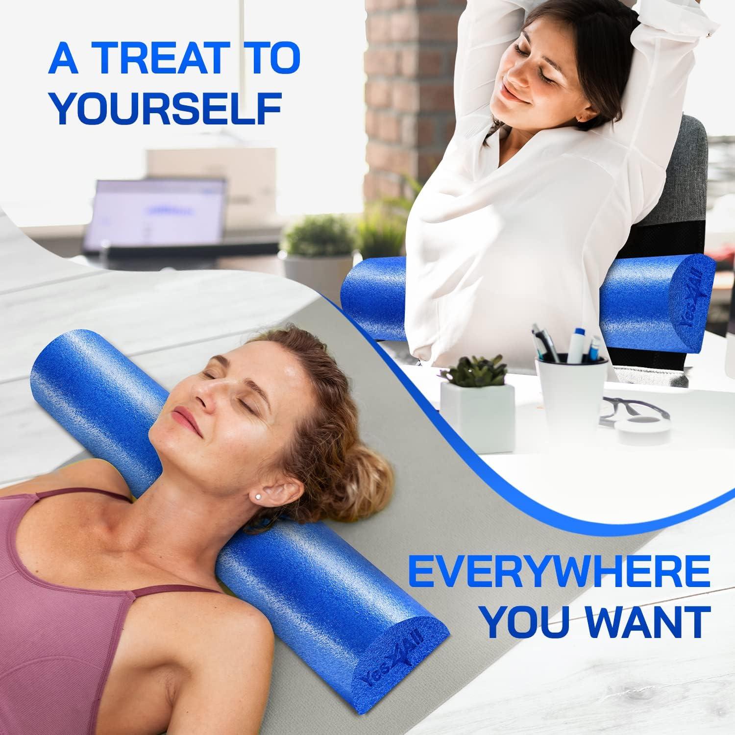 image:imageYes4All Medium Firm Half Foam Rollers for PostWorkout Relaxation 12182436 inch PE Foam Roll for Back Massage amp Yoga ExerciseHalf Blue