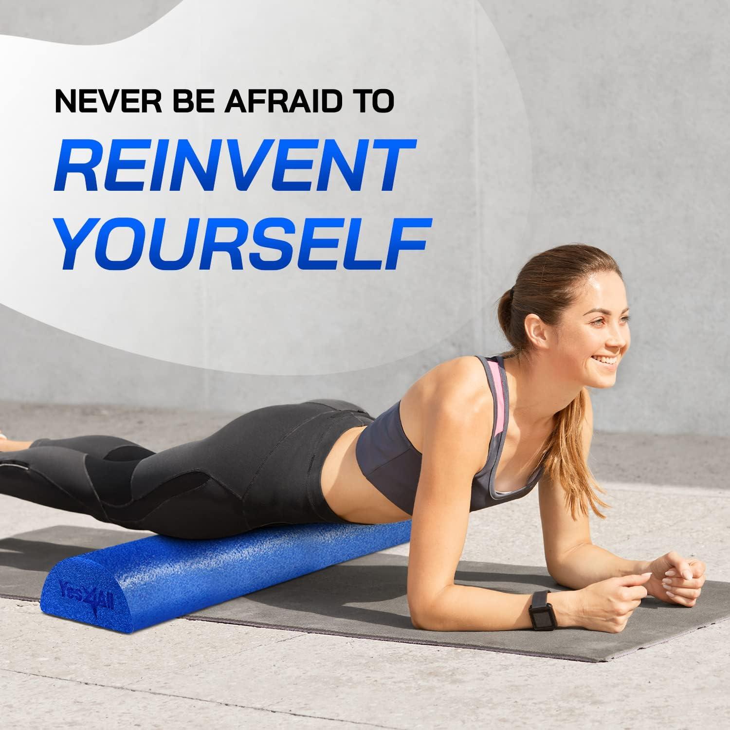 image:imageYes4All Medium Firm Half Foam Rollers for PostWorkout Relaxation 12182436 inch PE Foam Roll for Back Massage amp Yoga ExerciseHalf Blue