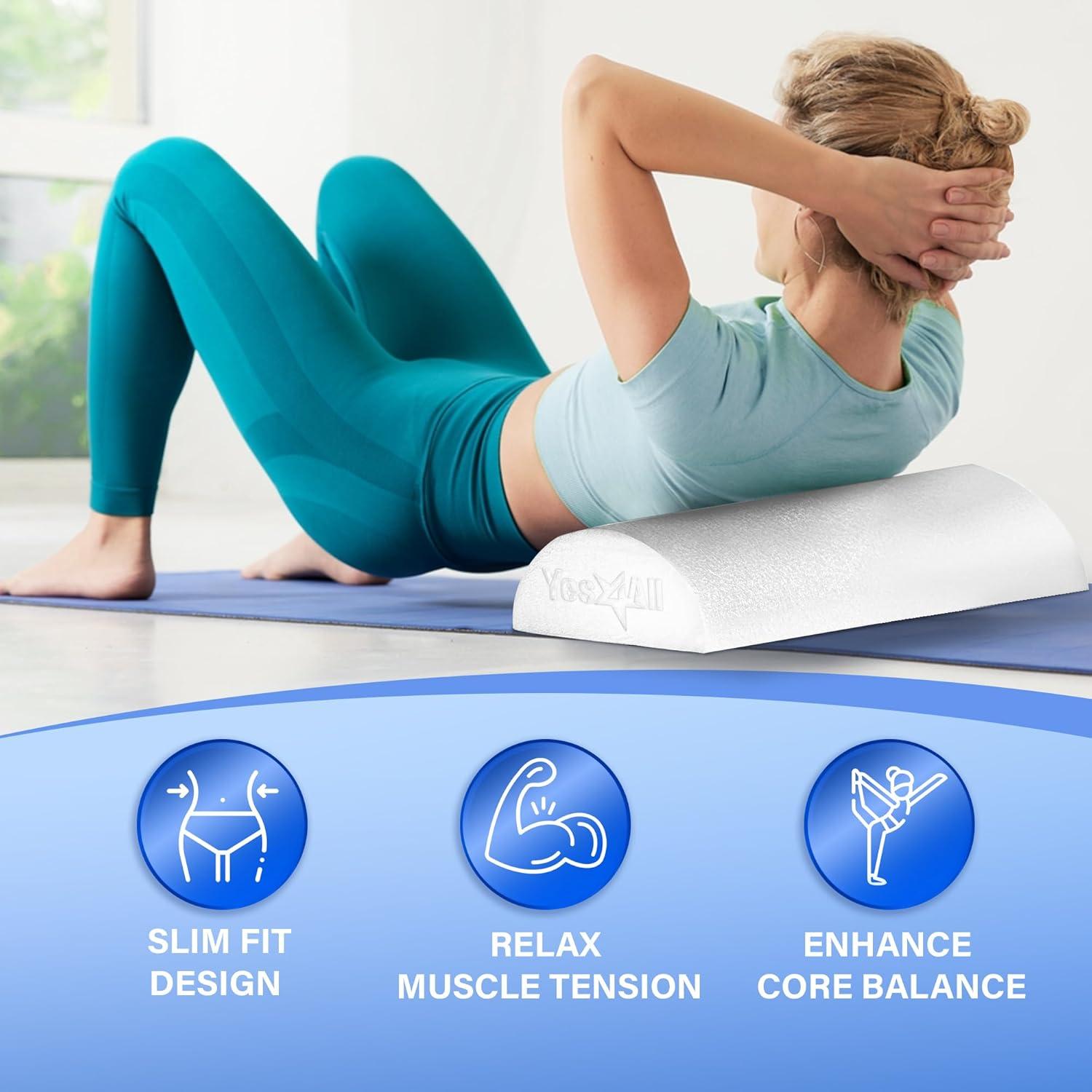image:imageYes4All Medium Firm Half Foam Rollers for PostWorkout Relaxation 12182436 inch PE Foam Roll for Back Massage amp Yoga ExercisePremium White