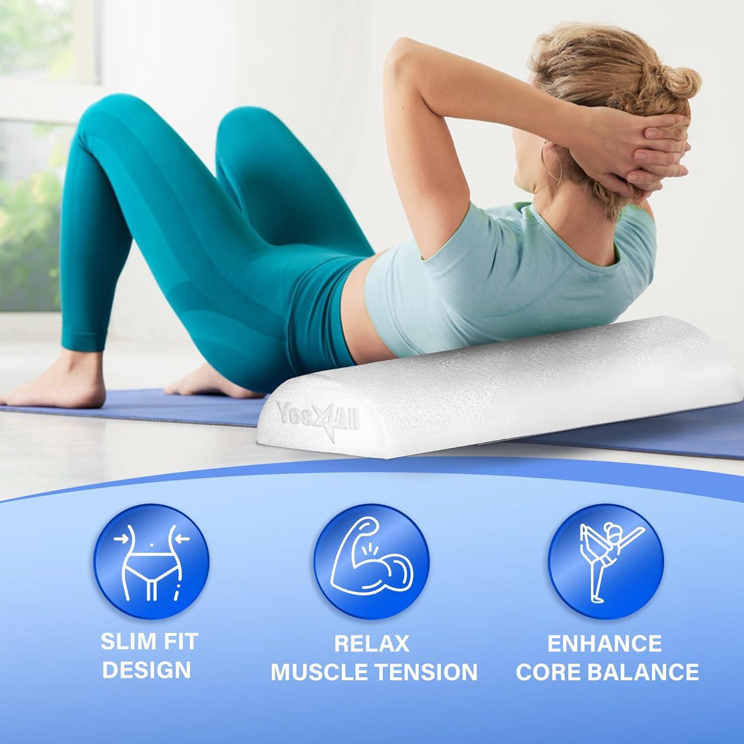 image:imageYes4All Medium Firm Half Foam Rollers for PostWorkout Relaxation 12182436 inch PE Foam Roll for Back Massage amp Yoga ExercisePremium White
