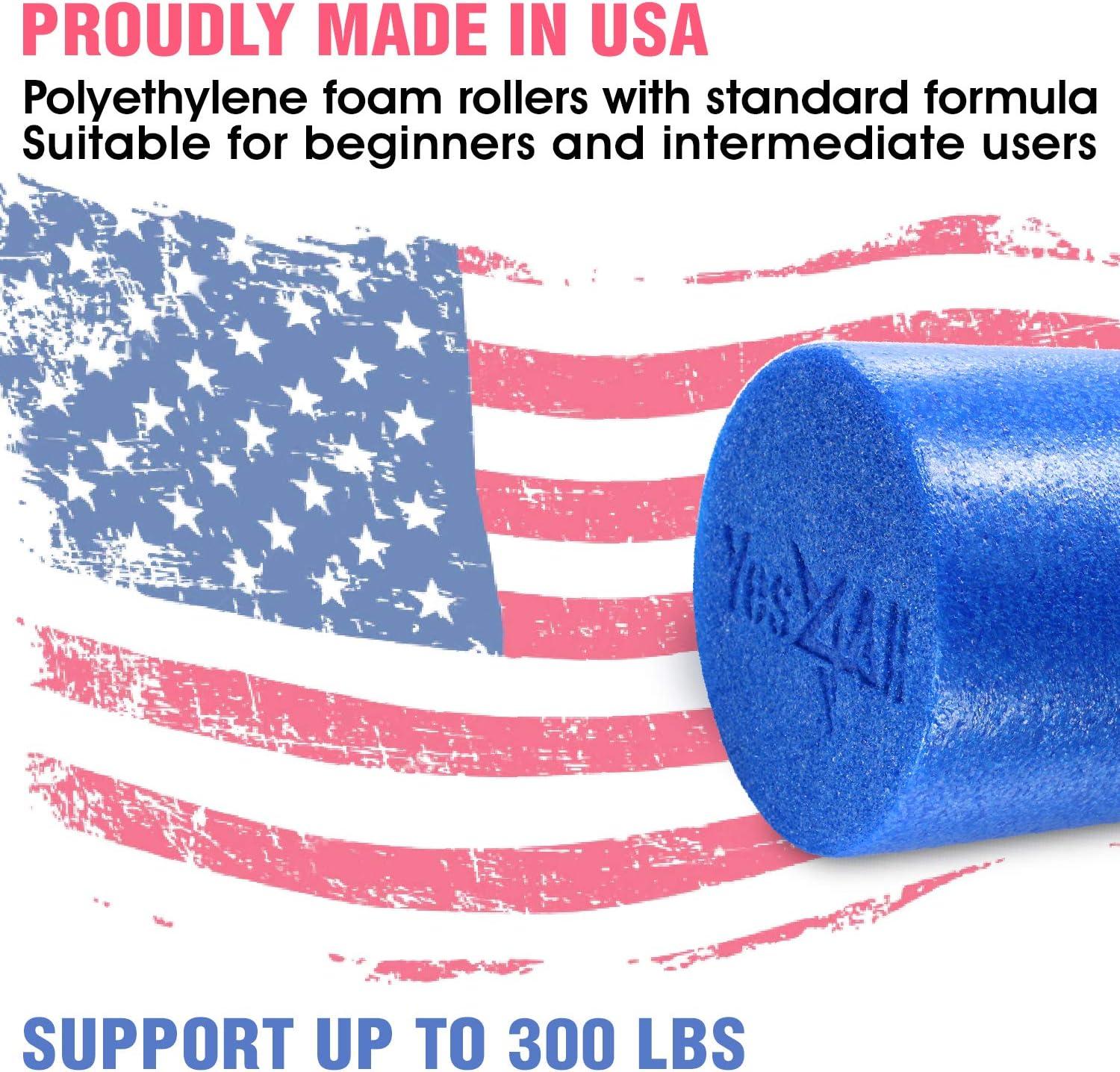 image:imageYes4All Medium Firm Round PE Foam Roller 12 18 24 36 Inches for Pilates Yoga Stretching Balance amp Core ExercisesBlue