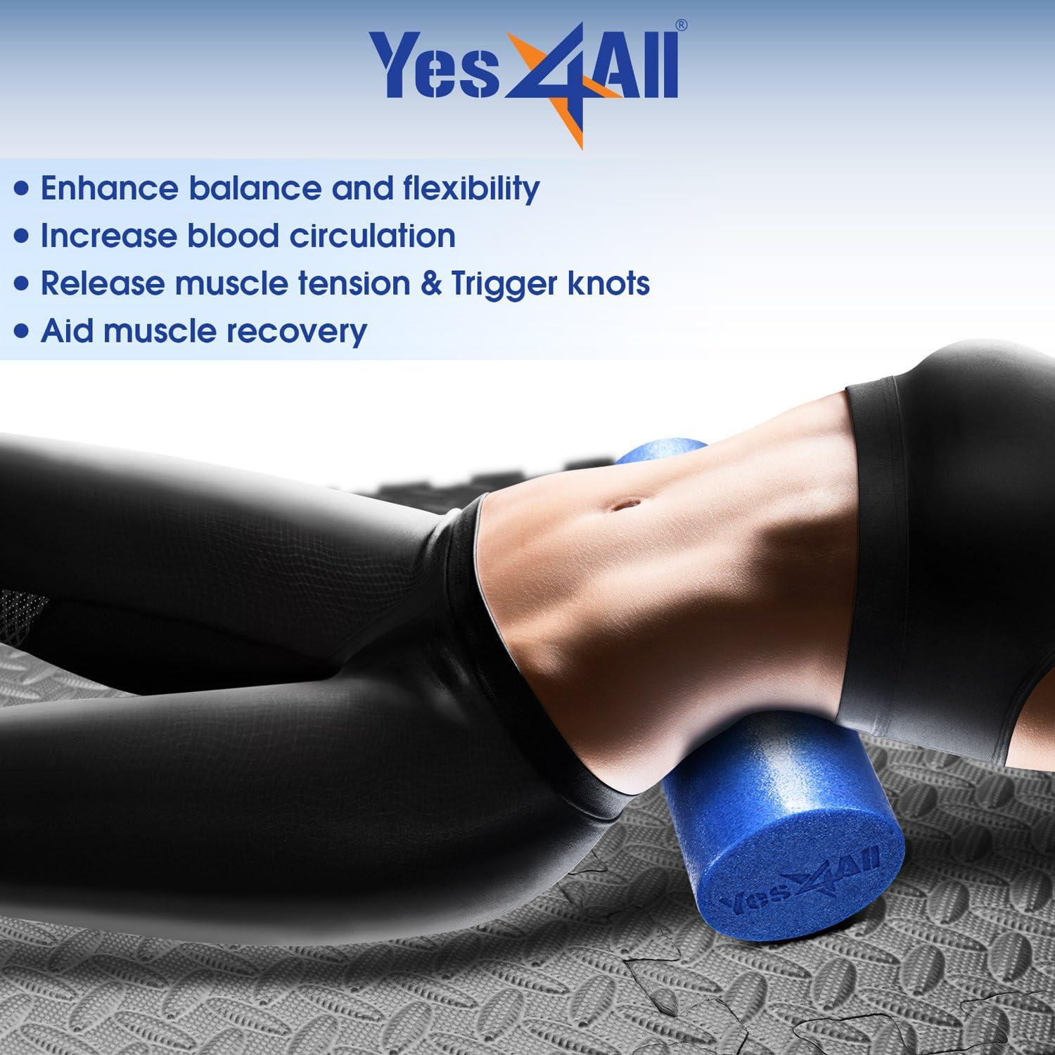 image:imageYes4All Medium Firm Round PE Foam Roller 12 18 24 36 Inches for Pilates Yoga Stretching Balance amp Core ExercisesBlue