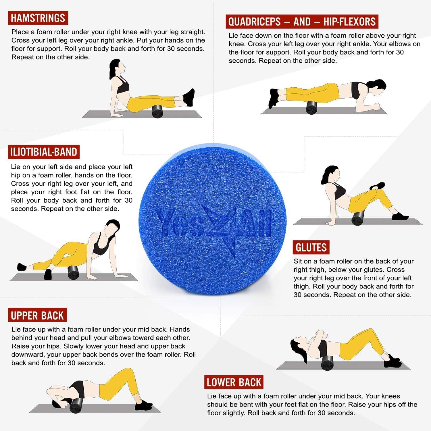 image:imageYes4All Medium Firm Round PE Foam Roller 12 18 24 36 Inches for Pilates Yoga Stretching Balance amp Core ExercisesBlue