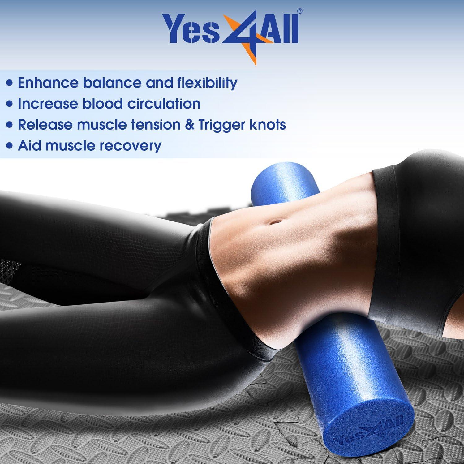 image:imageYes4All Medium Firm Round PE Foam Roller 12 18 24 36 Inches for Pilates Yoga Stretching Balance amp Core ExercisesBlue
