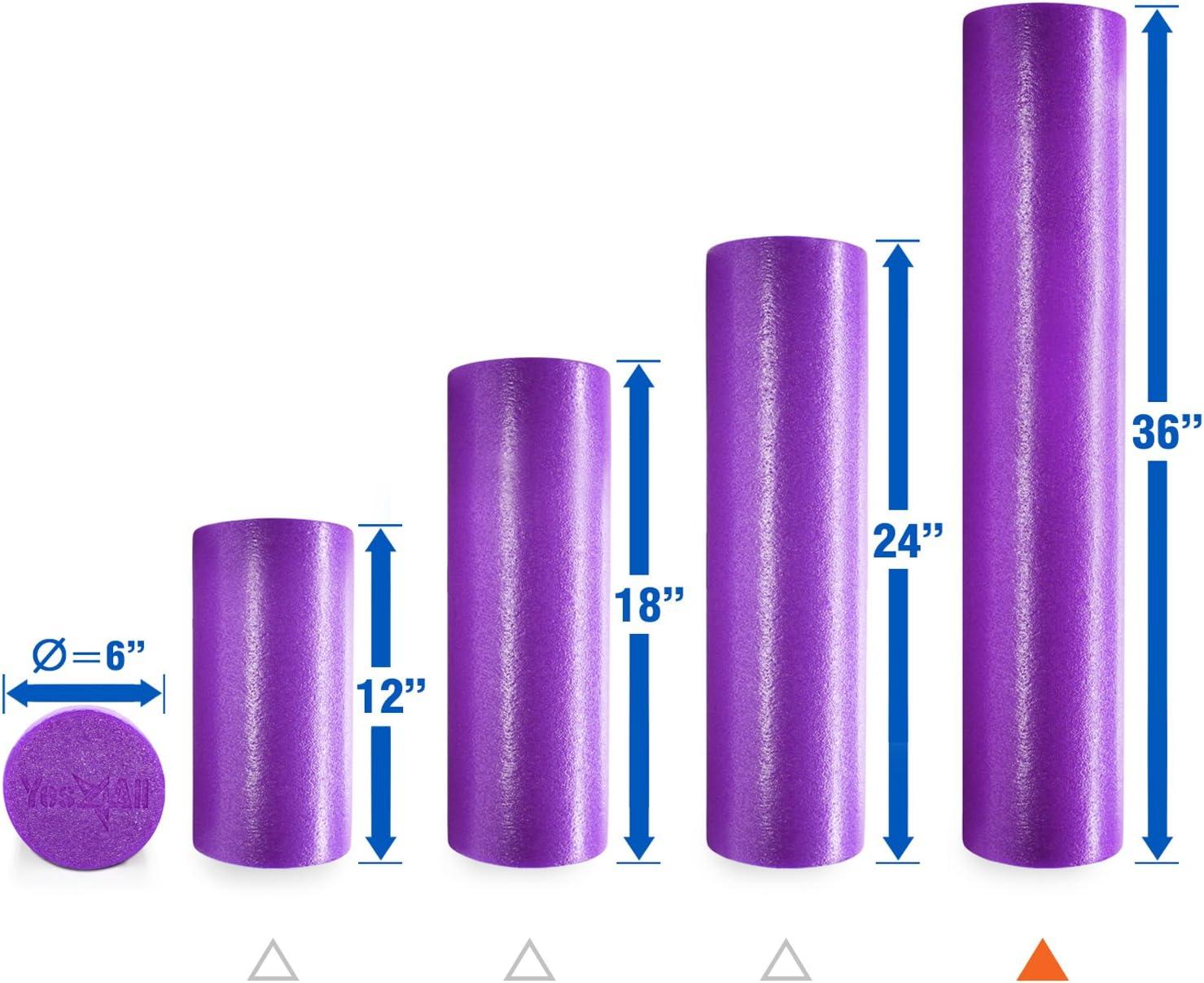 image:imageYes4All Medium Firm Round PE Foam Roller 12 18 24 36 Inches for Pilates Yoga Stretching Balance amp Core ExercisesPurple