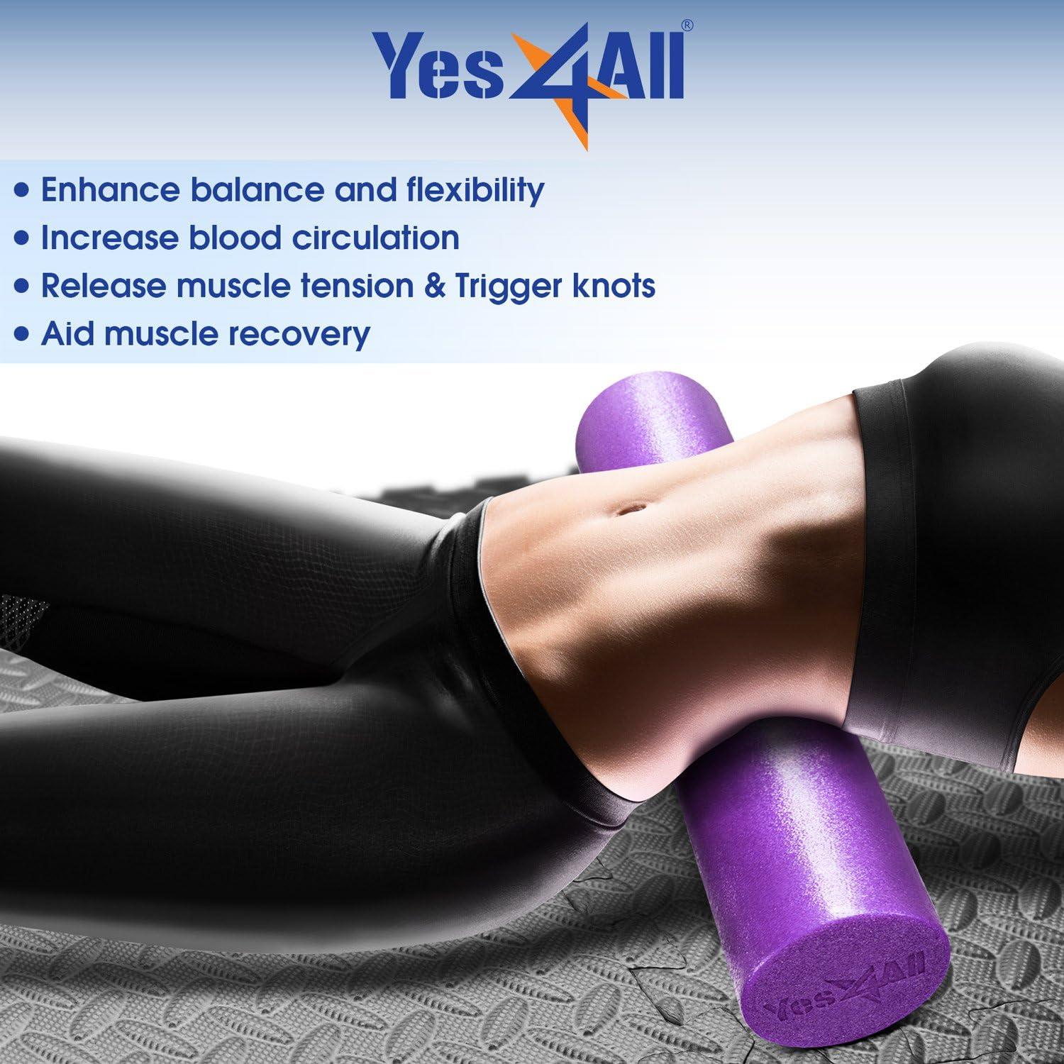 image:imageYes4All Medium Firm Round PE Foam Roller 12 18 24 36 Inches for Pilates Yoga Stretching Balance amp Core ExercisesPurple