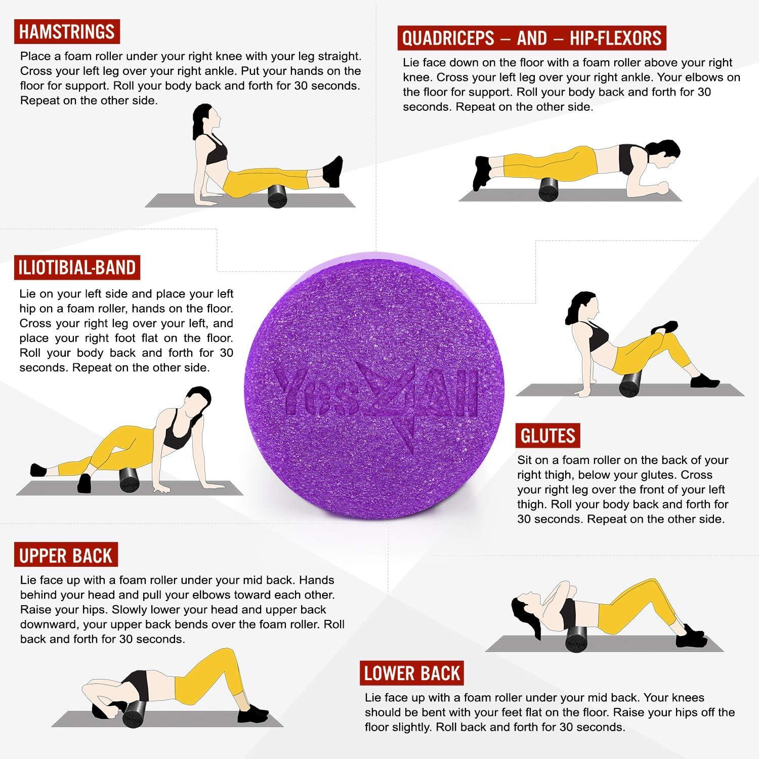 image:imageYes4All Medium Firm Round PE Foam Roller 12 18 24 36 Inches for Pilates Yoga Stretching Balance amp Core ExercisesPurple
