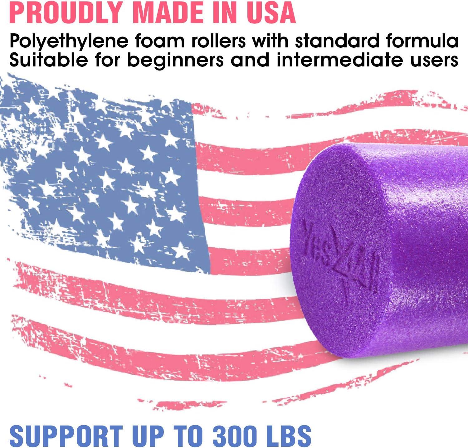 image:imageYes4All Medium Firm Round PE Foam Roller 12 18 24 36 Inches for Pilates Yoga Stretching Balance amp Core ExercisesPurple