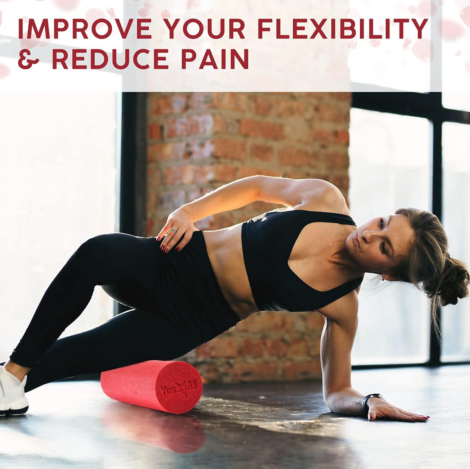 image:imageYes4All Medium Firm Round PE Foam Roller 12 18 24 36 Inches for Pilates Yoga Stretching Balance amp Core ExercisesRed