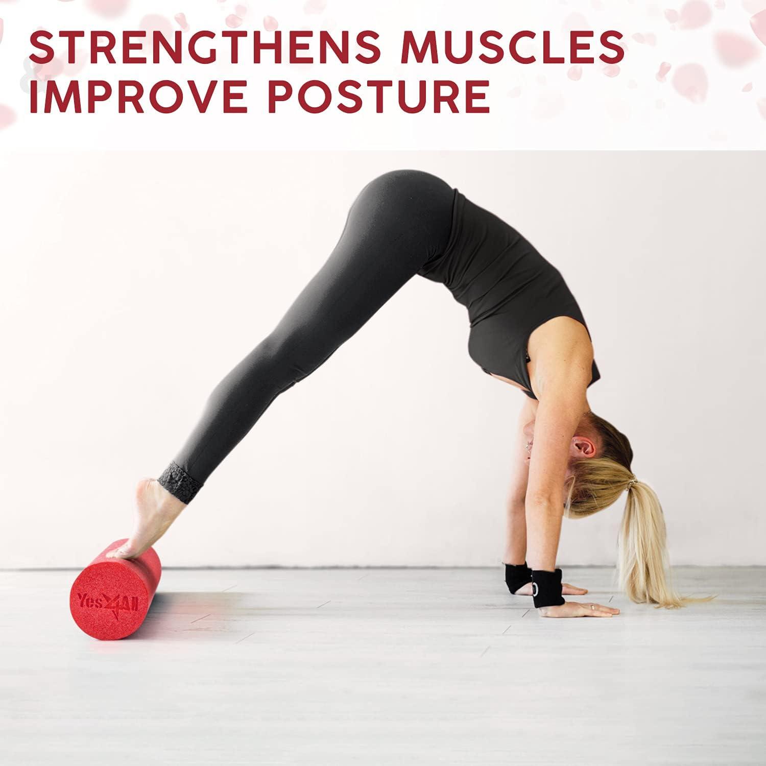 image:imageYes4All Medium Firm Round PE Foam Roller 12 18 24 36 Inches for Pilates Yoga Stretching Balance amp Core ExercisesRed