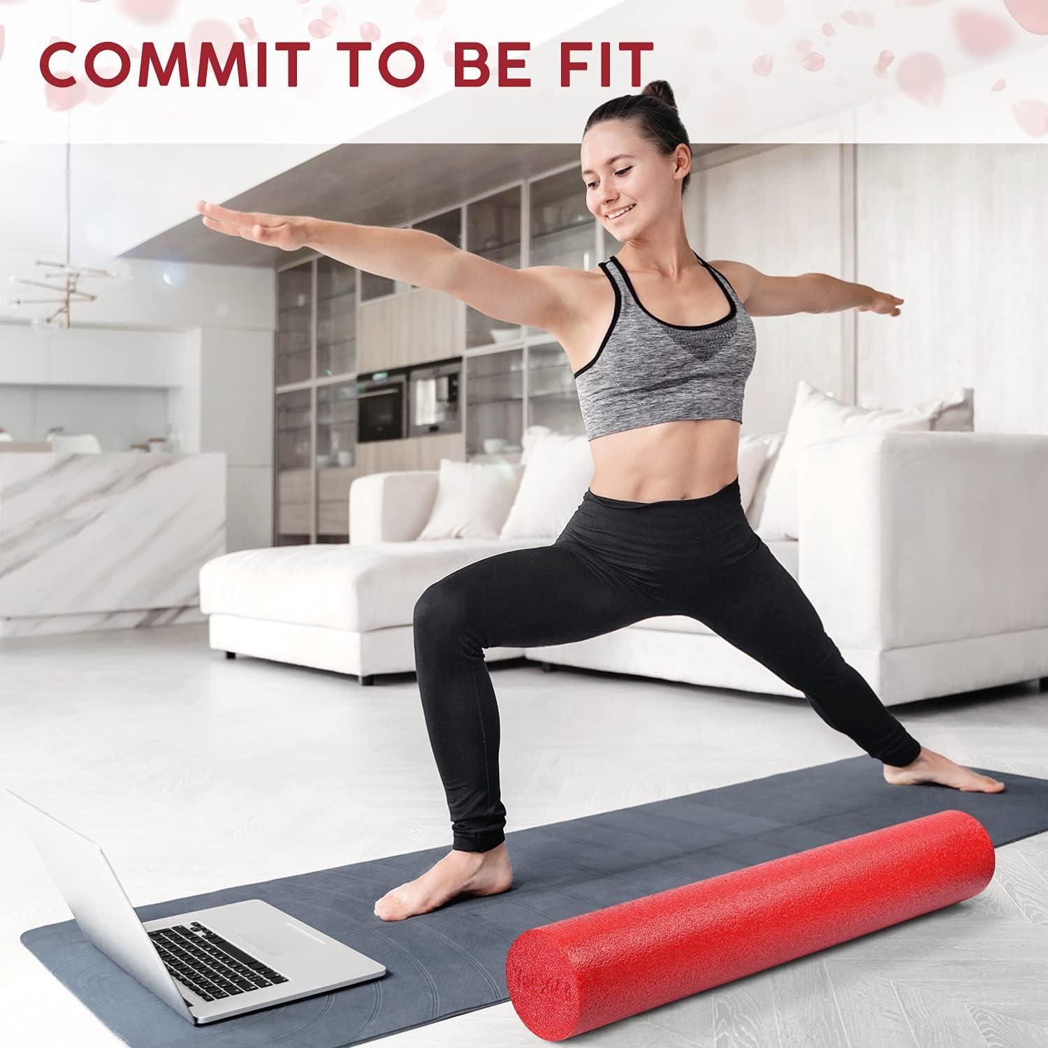 image:imageYes4All Medium Firm Round PE Foam Roller 12 18 24 36 Inches for Pilates Yoga Stretching Balance amp Core ExercisesRed