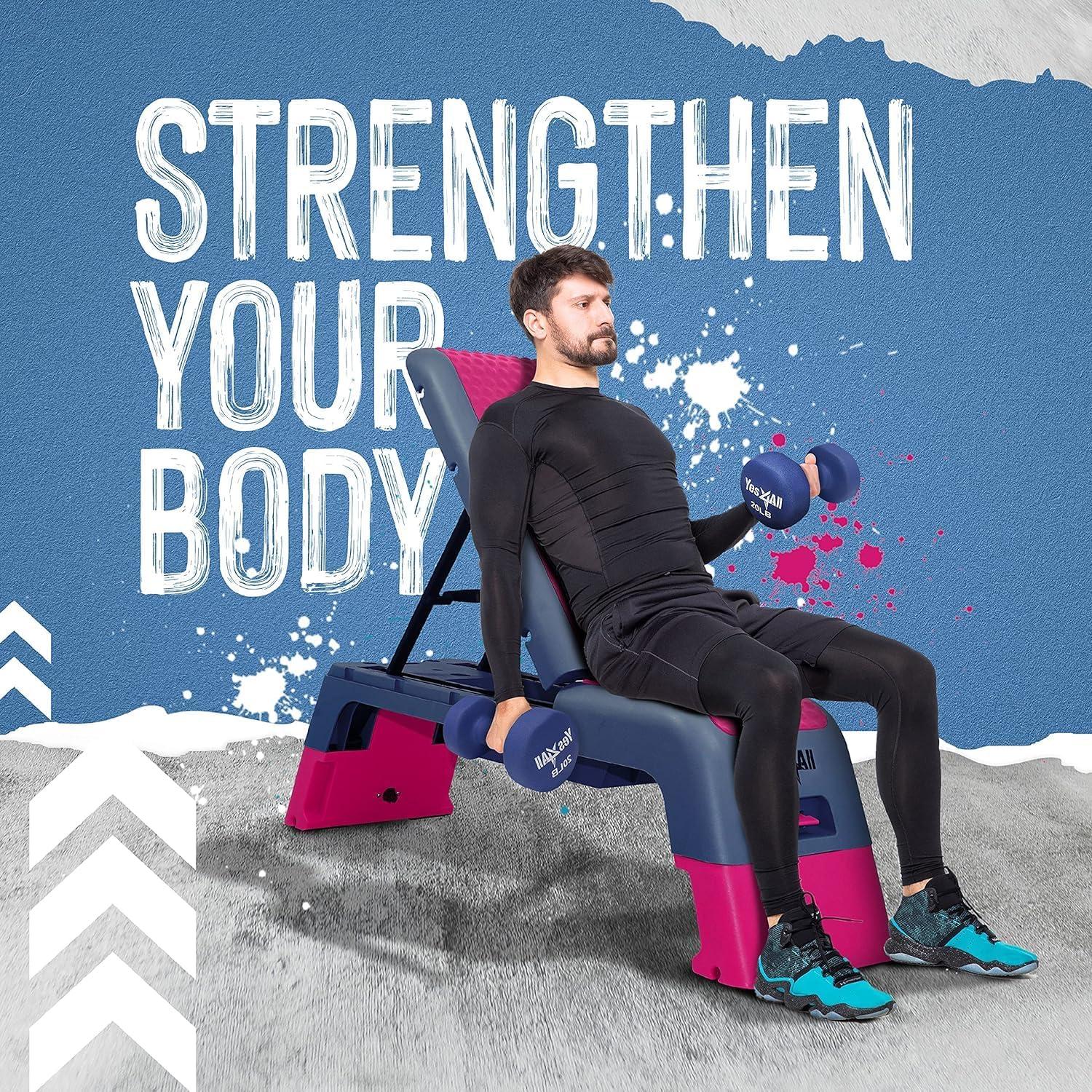 image:imageYes4All Multifunctional Aerobic Deck Versatile Fitness Station Weight Bench Aerobic Stepper Plyometrics Box for Cardio Workouts and Strength TrainingB BlueGrey