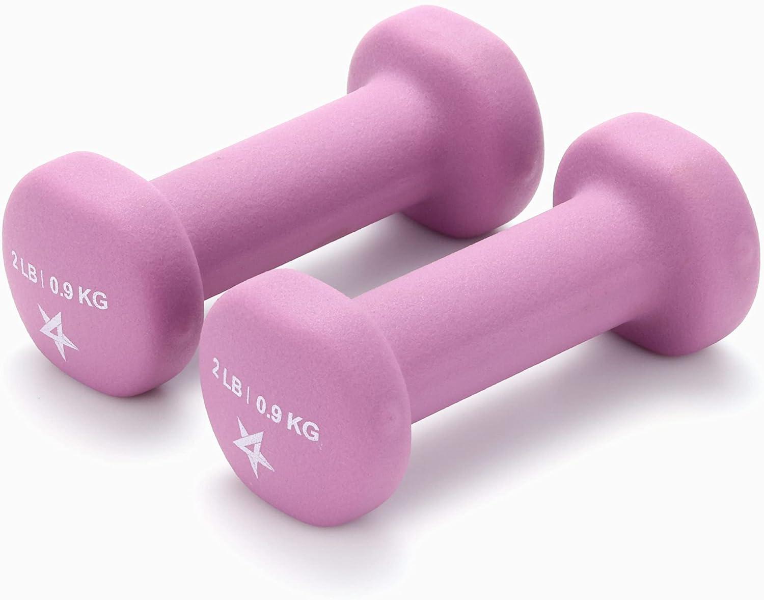 image:imageYes4All Neoprene Coated Dumbbell Hand Weight Sets of 2 Multiple Weight Options with 15 Colors Antiroll AntiSlip Hexagon ShapeA Purple 2lbs Pair