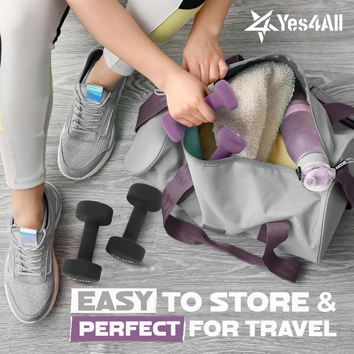 image:imageYes4All Neoprene Coated Dumbbell Hand Weight Sets of 2 Multiple Weight Options with 15 Colors Antiroll AntiSlip Hexagon ShapeA Purple 2lbs Pair