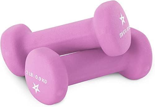 image:imageYes4All Neoprene Coated Dumbbell Hand Weight Sets of 2 Multiple Weight Options with 15 Colors Antiroll AntiSlip Hexagon ShapeA Purple 2lbs Pair