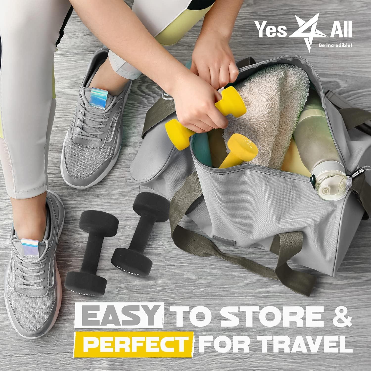 image:imageYes4All Neoprene Coated Dumbbell Hand Weight Sets of 2 Multiple Weight Options with 15 Colors Antiroll AntiSlip Hexagon ShapeC Yellow 4lbs Pair