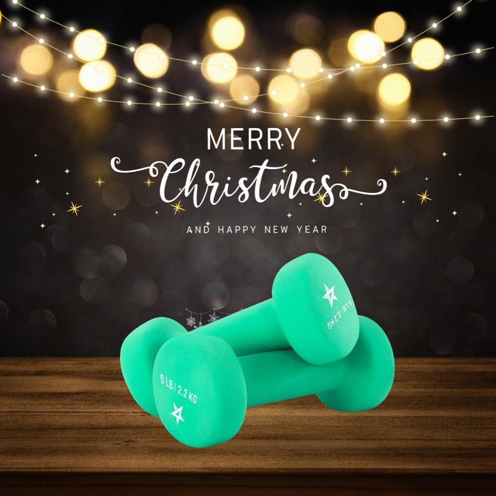 image:imageYes4All Neoprene Coated Dumbbell Hand Weight Sets of 2 Multiple Weight Options with 15 Colors Antiroll AntiSlip Hexagon ShapeD Dark Green 5lbs Pair