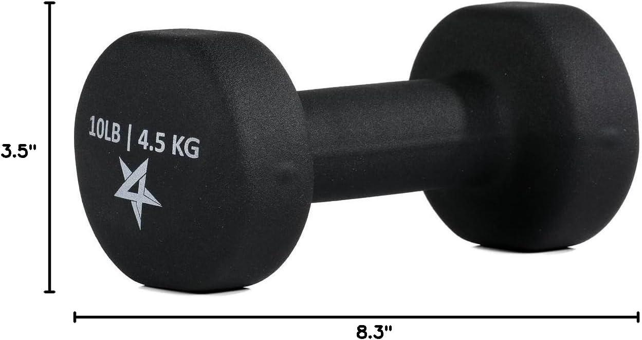 image:imageYes4All Neoprene Coated Dumbbell Hand Weight Sets of 2 Multiple Weight Options with 15 Colors Antiroll AntiSlip Hexagon ShapeI Black 10lbs Pair